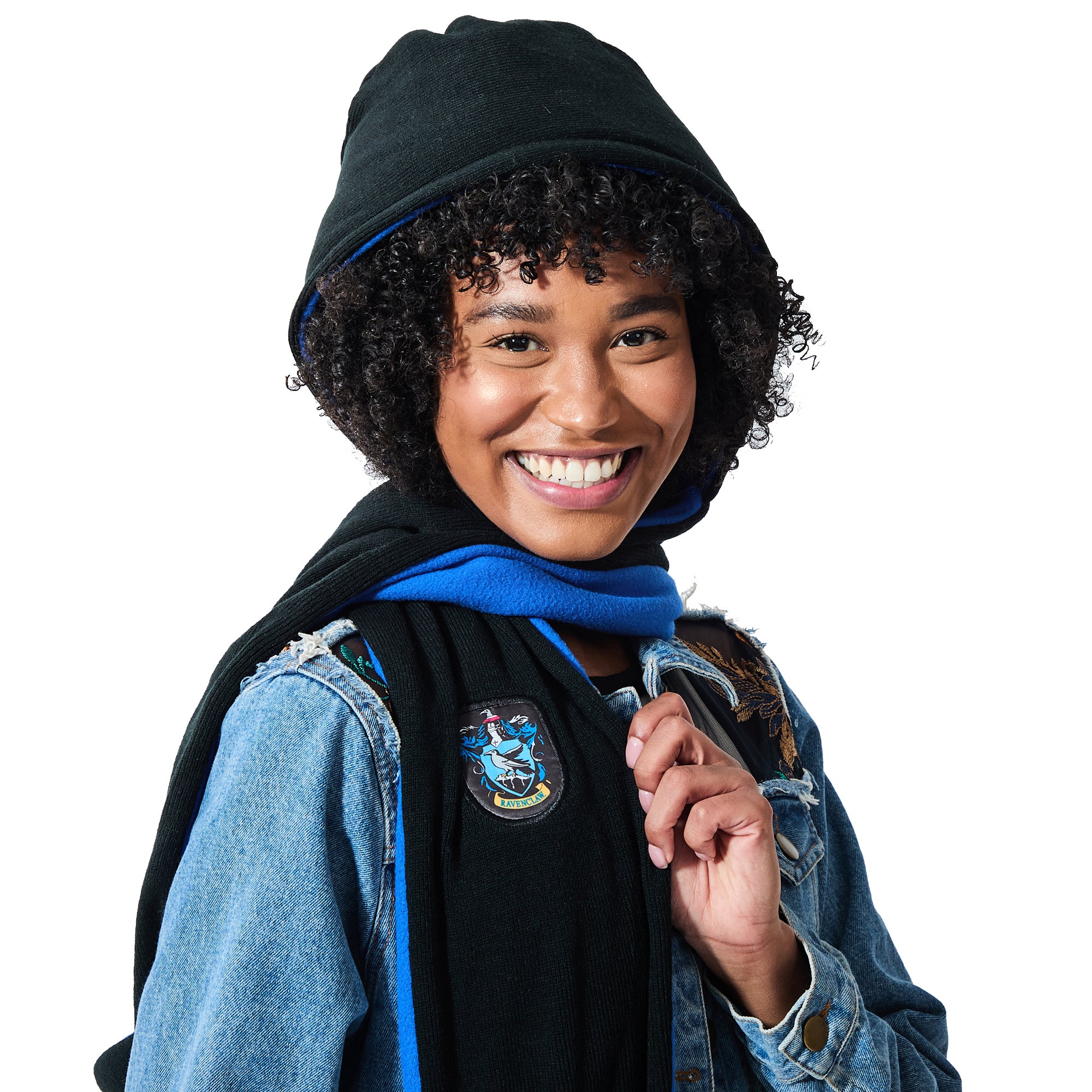 Harry Potter Ravenclaw Crest Black & Blue Snood With Wand Pocket