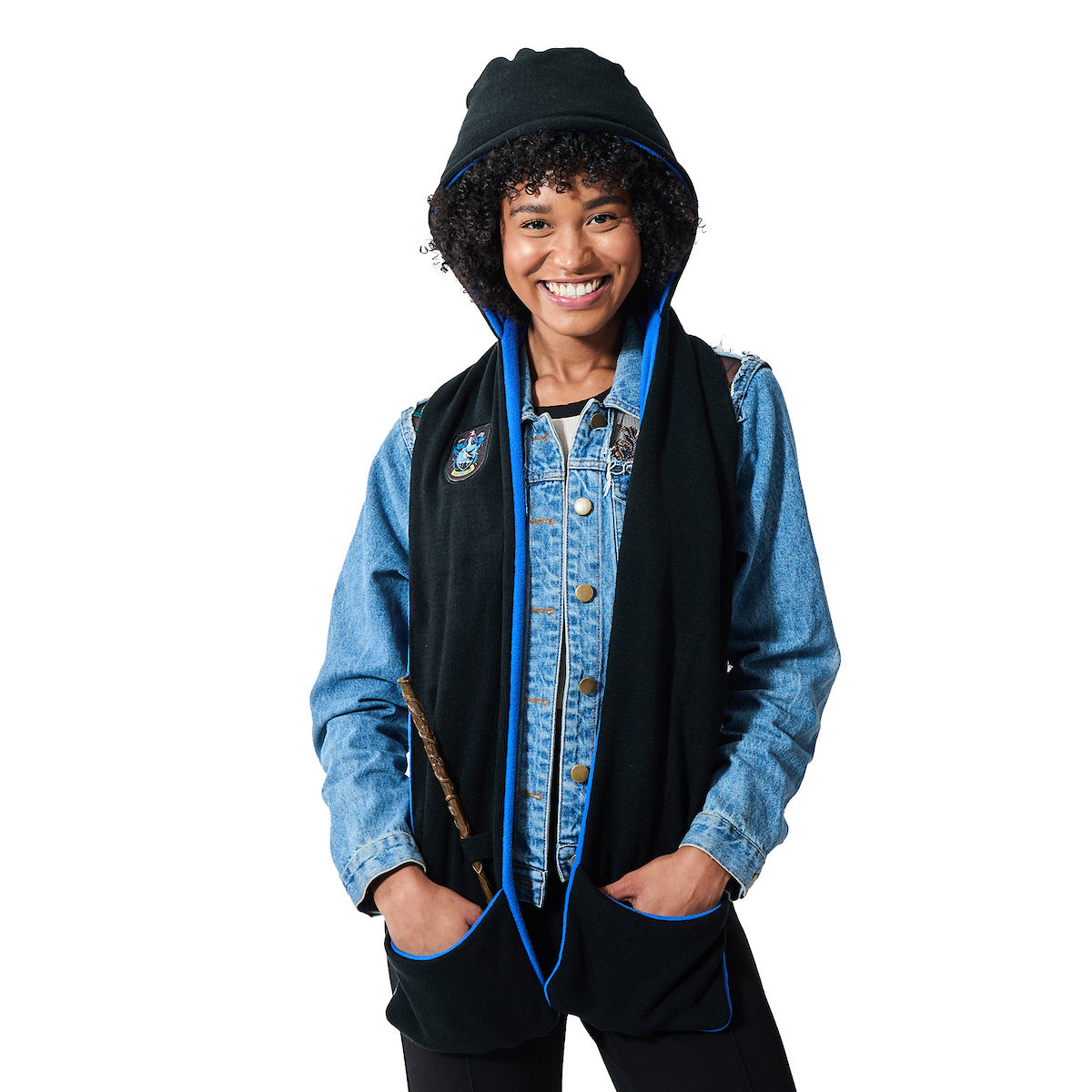 Harry Potter Ravenclaw Crest Black & Blue Snood With Wand Pocket