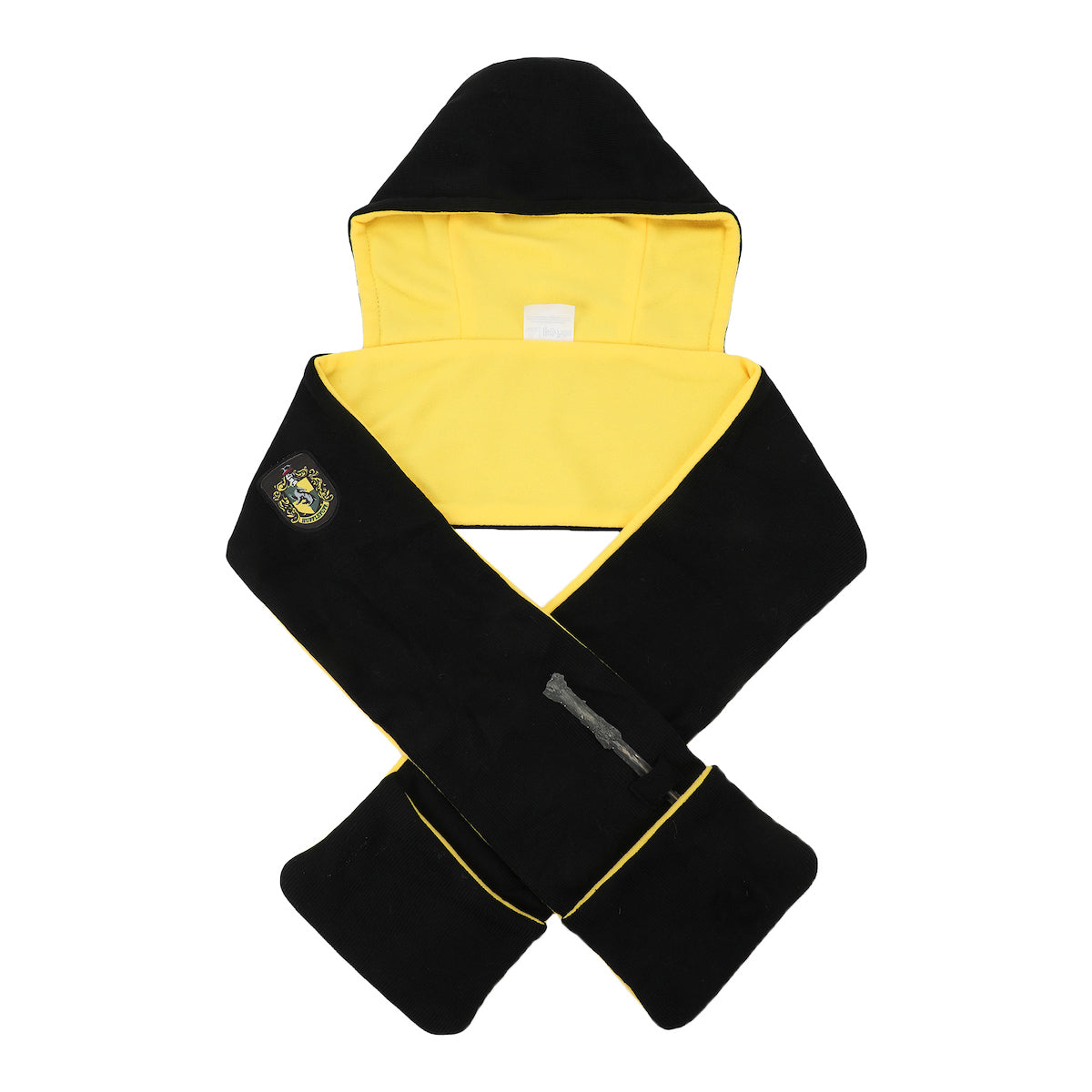 Harry Potter Hufflepuff Crest Black & Yellow Snood With Wand Pocket
