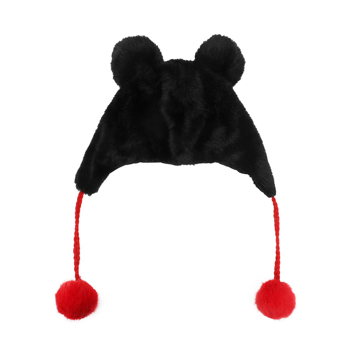 Disney Mickey Mouse-Inspired Black Plush Laplander Beanie