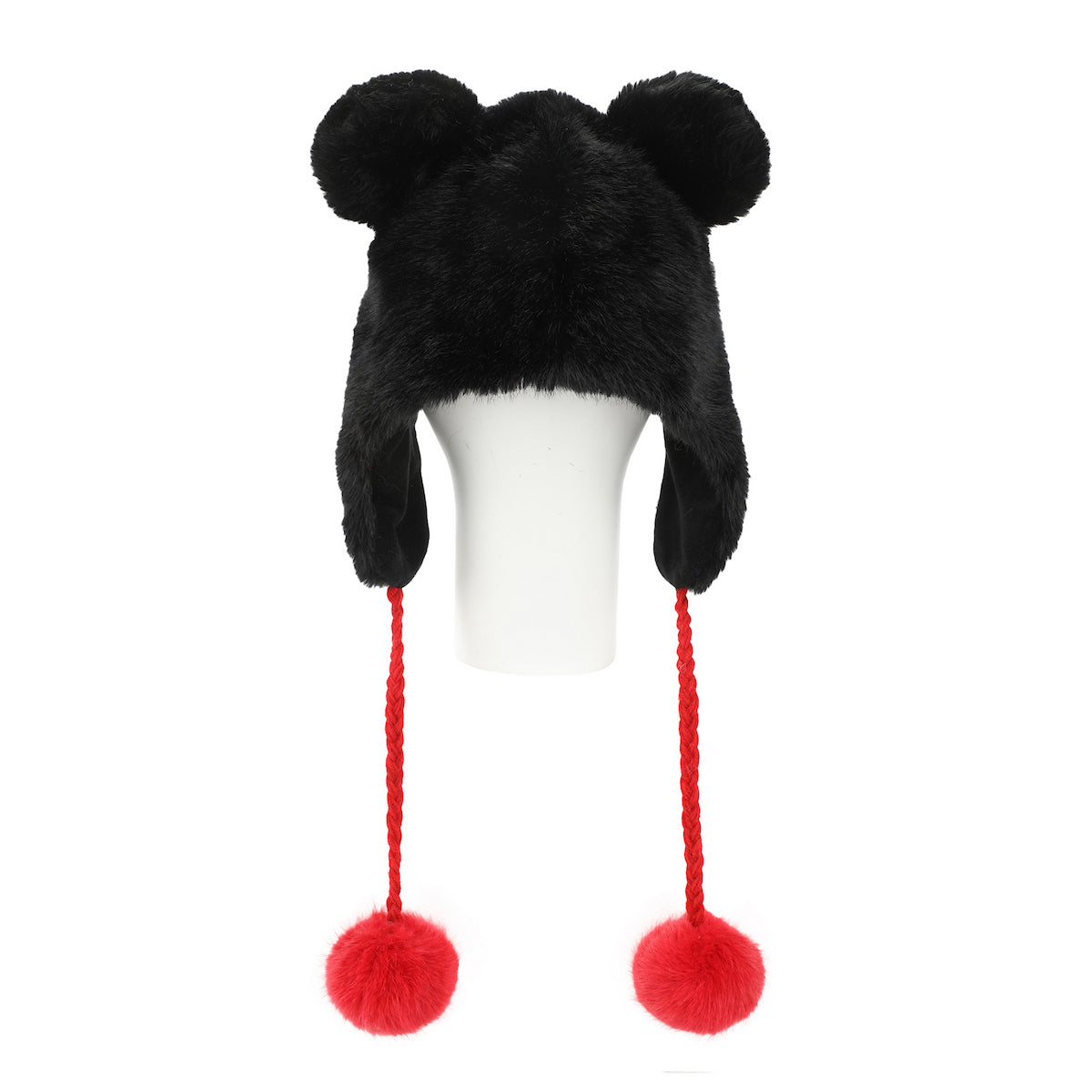 Disney Mickey Mouse-Inspired Black Plush Laplander Beanie
