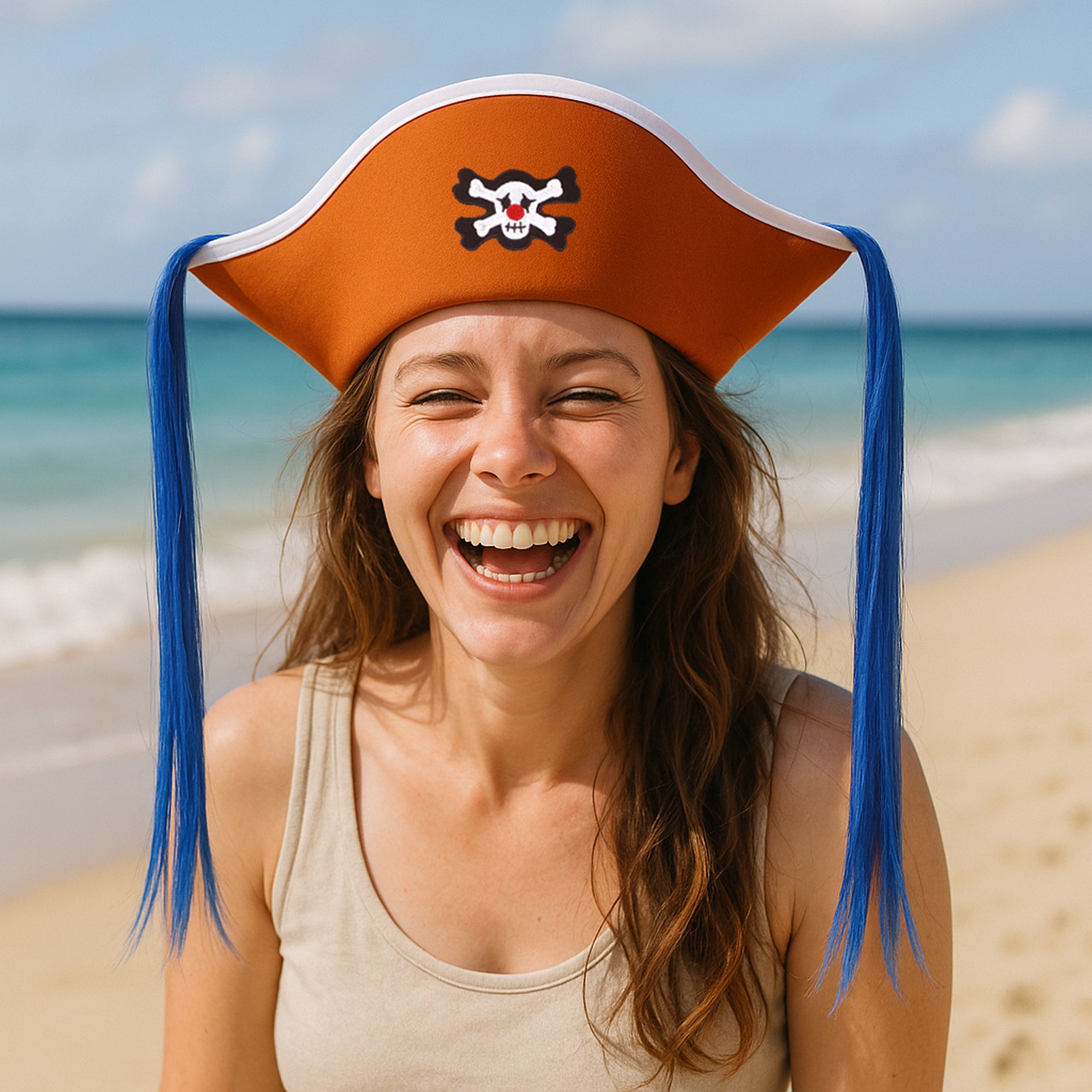 One Piece Buggy Cosplay Hat With Hair