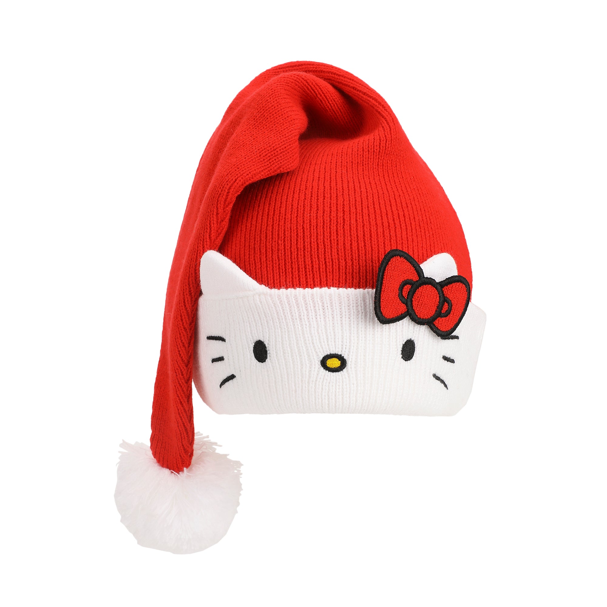Hello Kitty Big Face Embroidery Cuff Acrylic Santa Hat