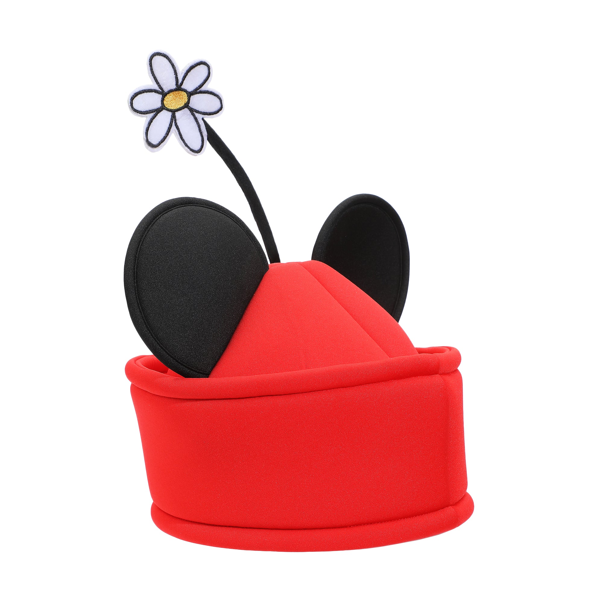 Disney Minnie Mouse Ears & Flower Red Novelty Cosplay Pillbox Hat