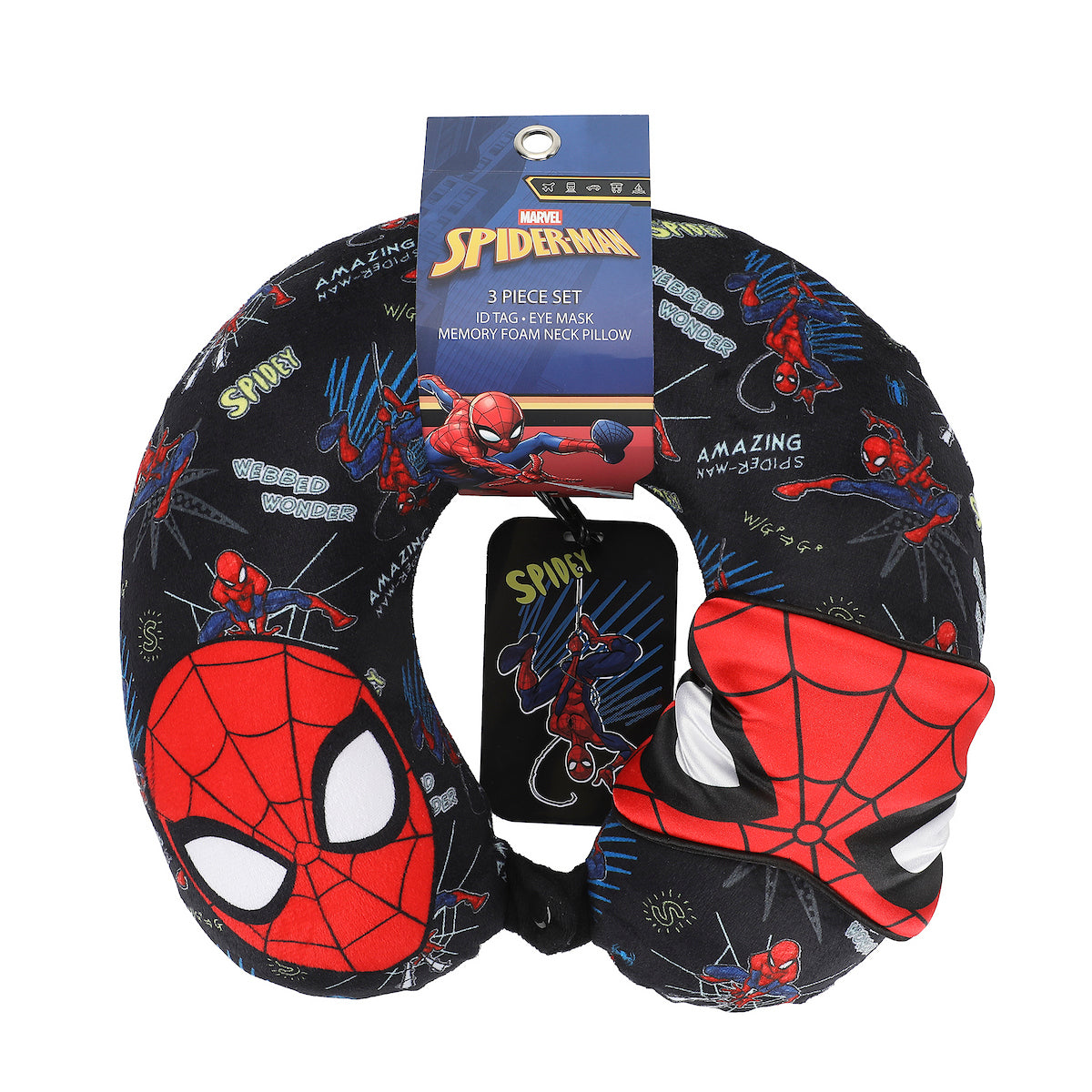 Spider-Man Mask & Character Print 3-Piece Neck Pillow Set