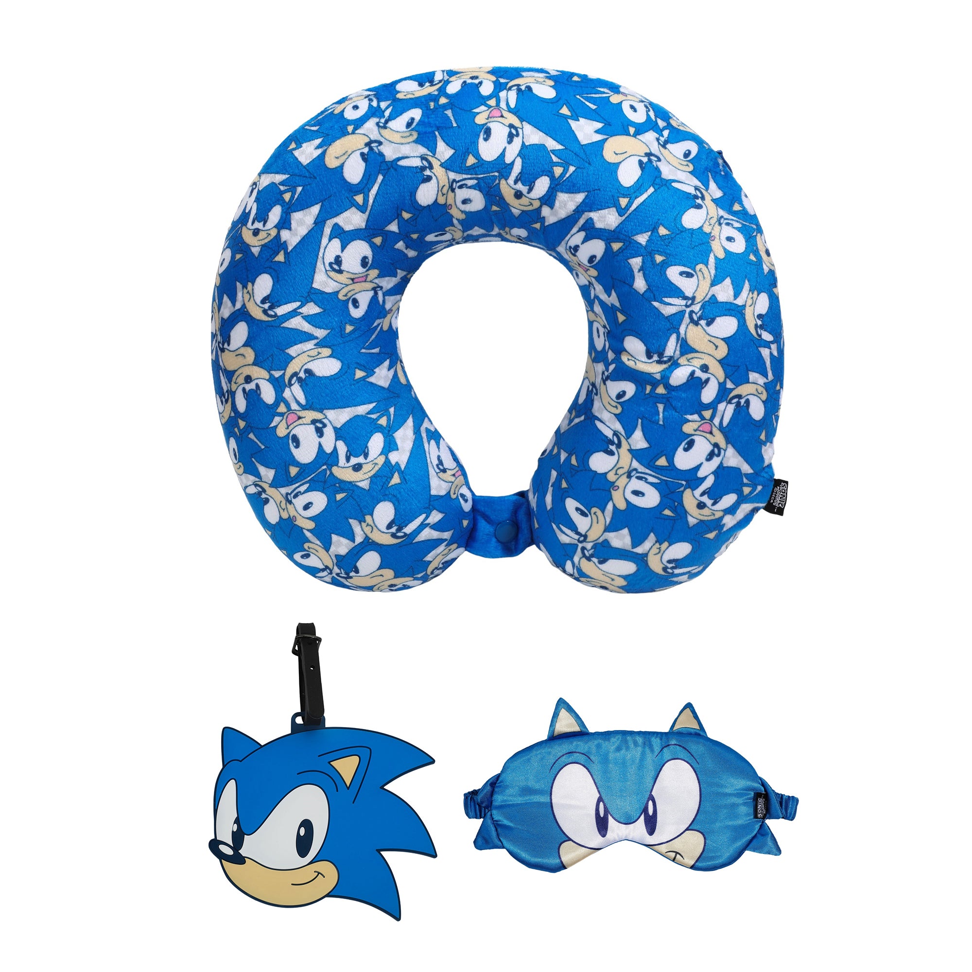 Sonic The Hedgehog Big Face Neck Pillow Set with Sleep Mask