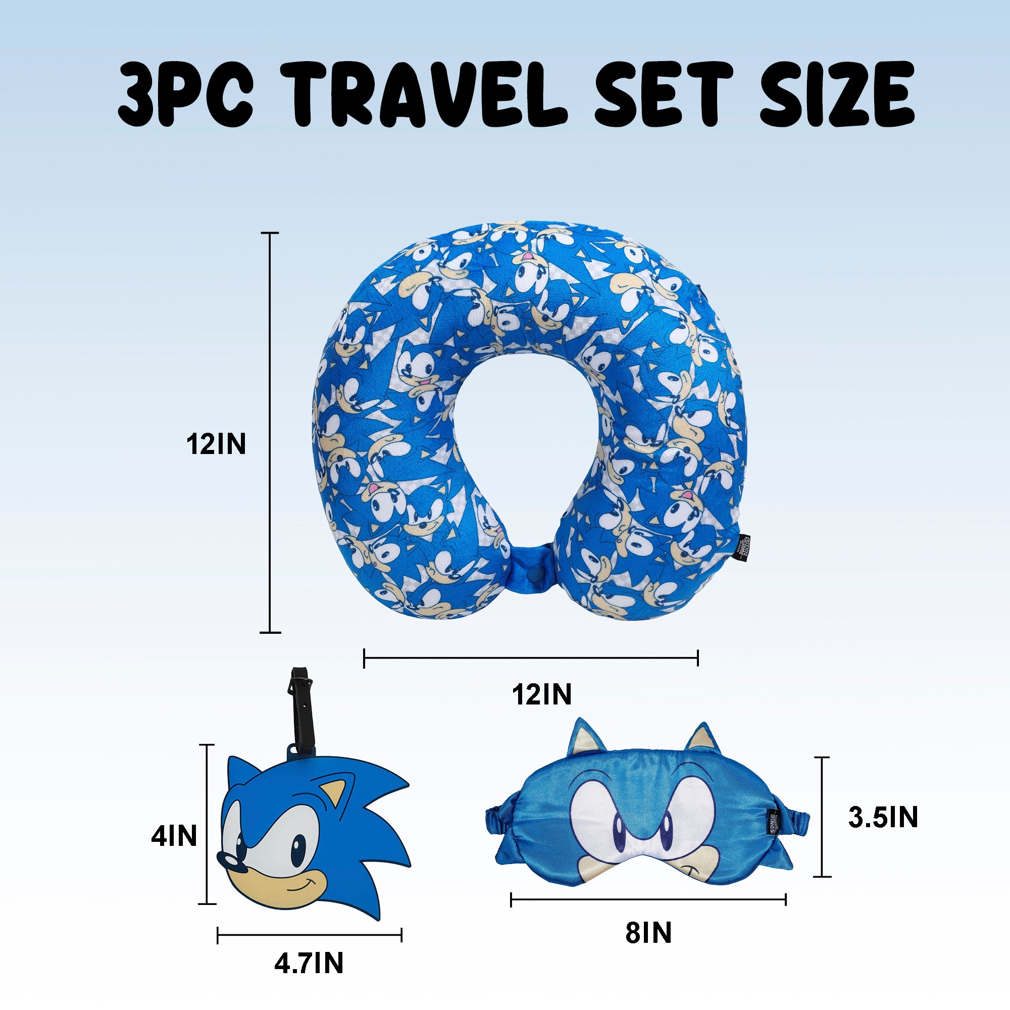 Sonic The Hedgehog Big Face Neck Pillow Set with Sleep Mask