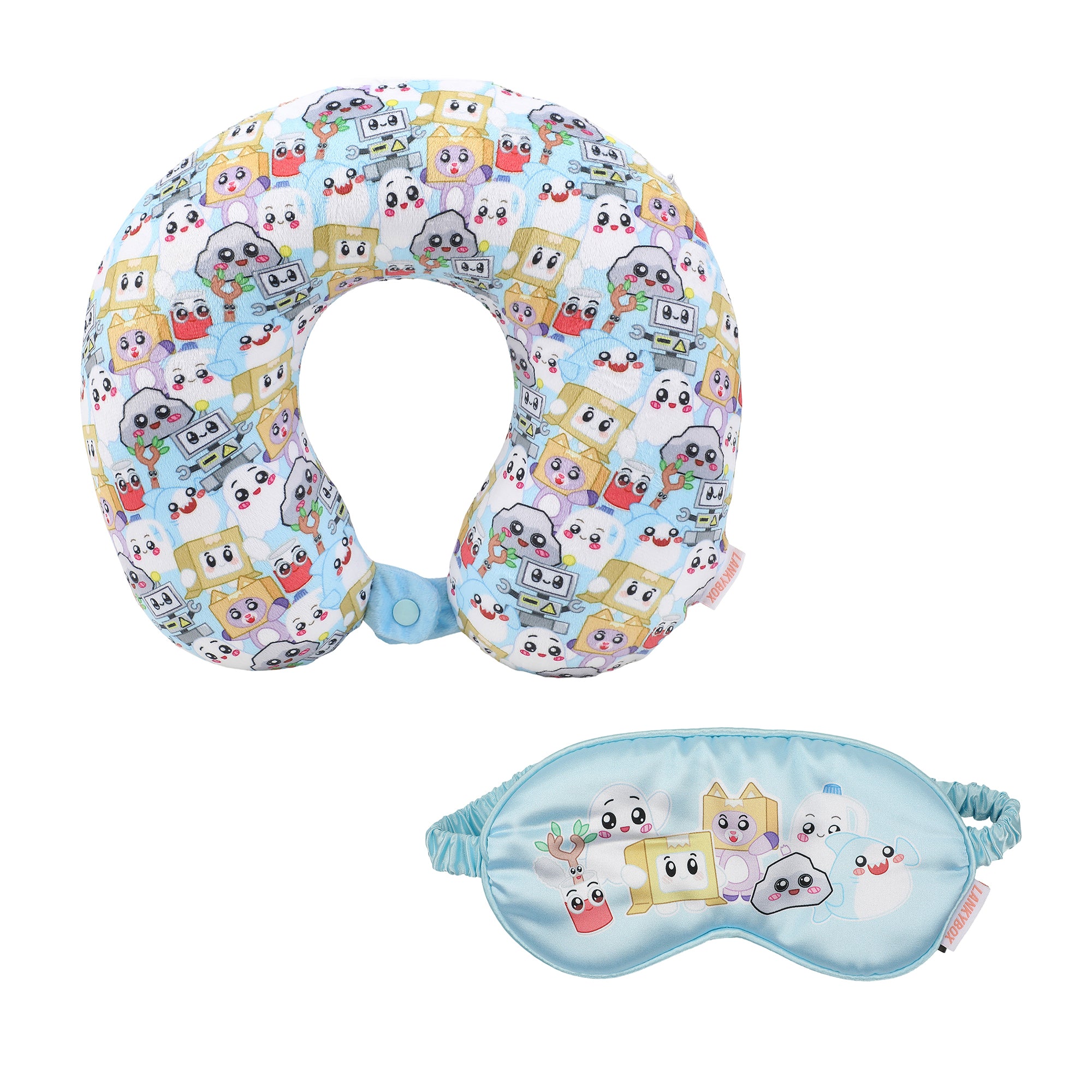 LankyBox Character Print 2-Piece Neck Pillow & Eye Mask Travel Set