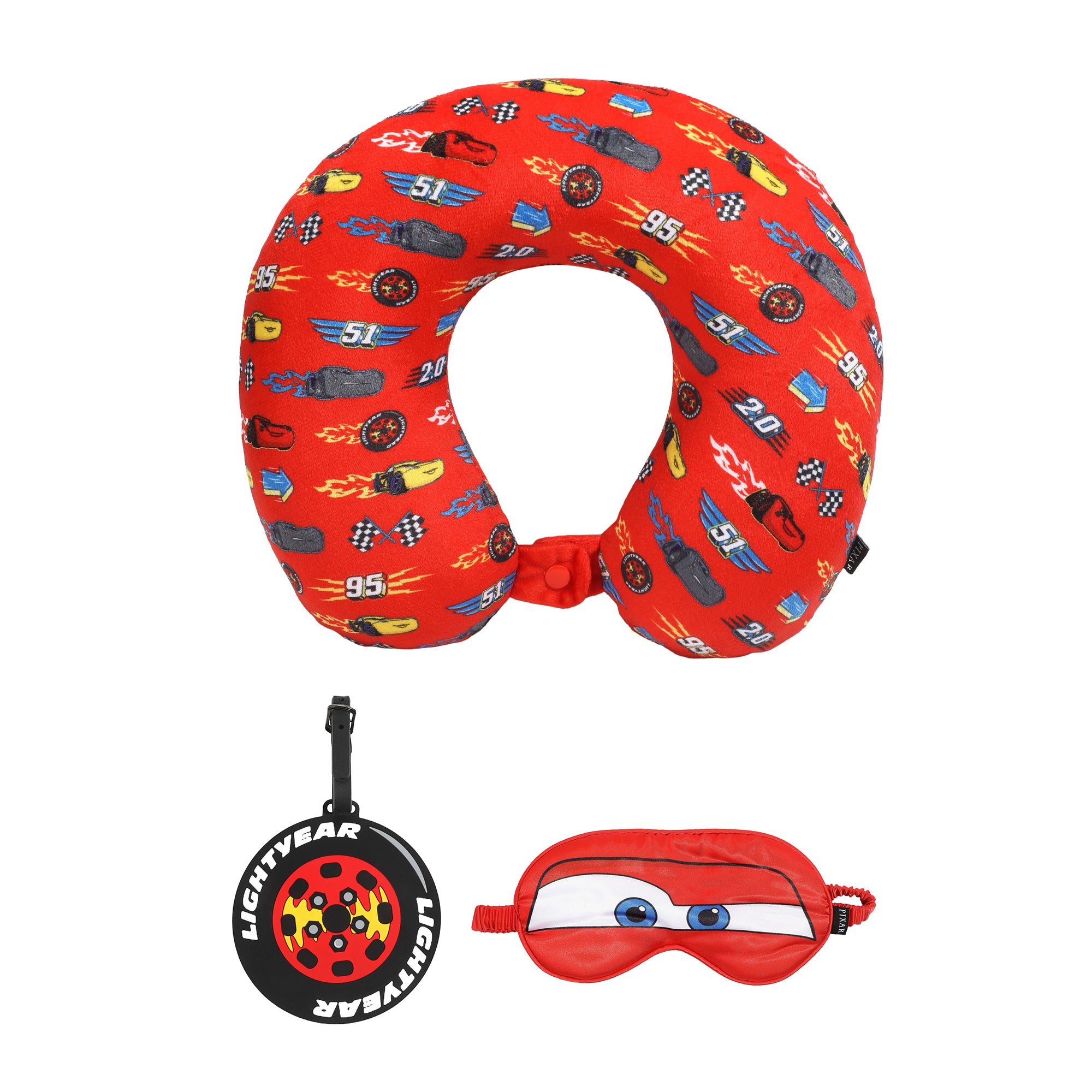 Cars Lightning McQueen Neck Pillow Set with Sleep Mask