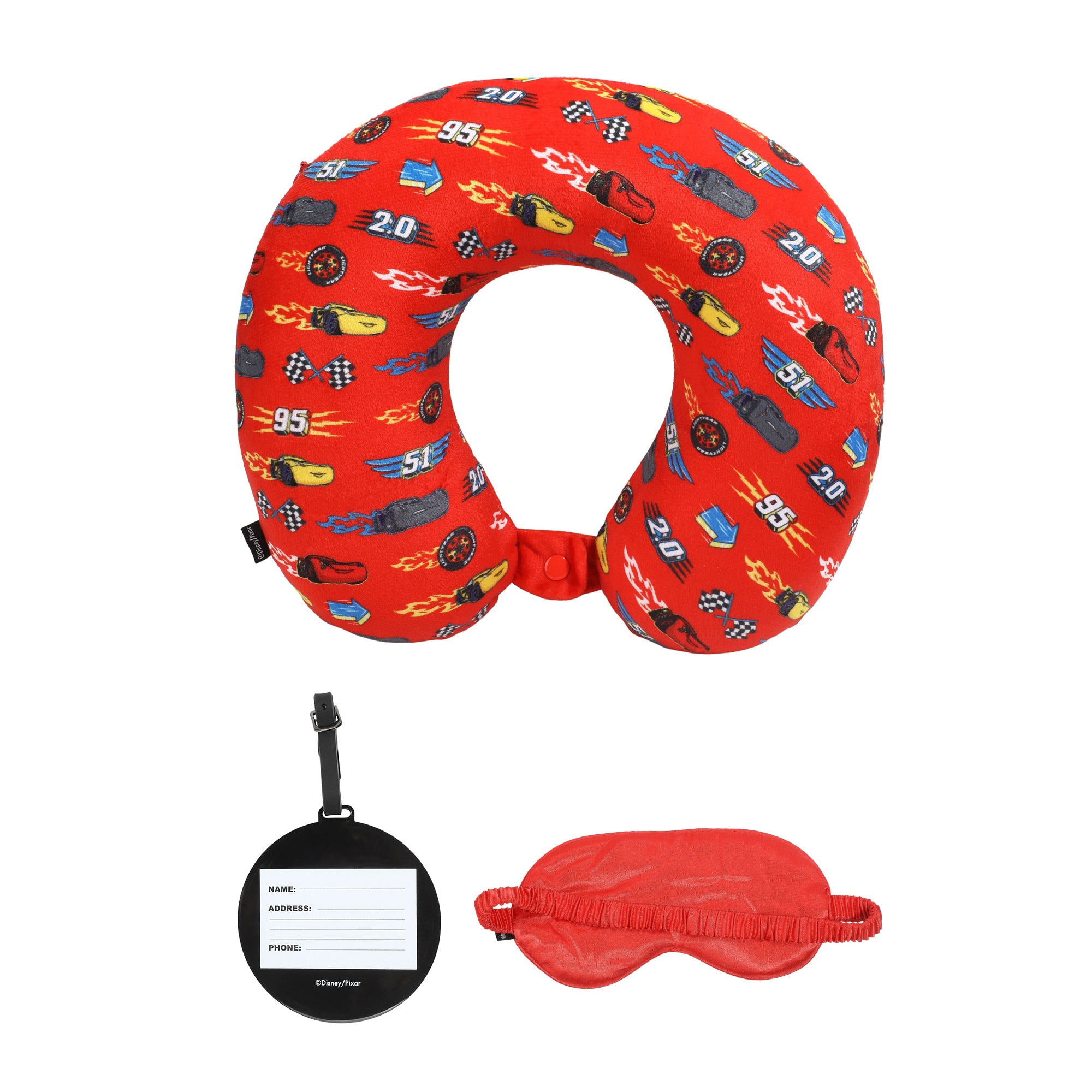 Cars Lightning McQueen Neck Pillow Set with Sleep Mask