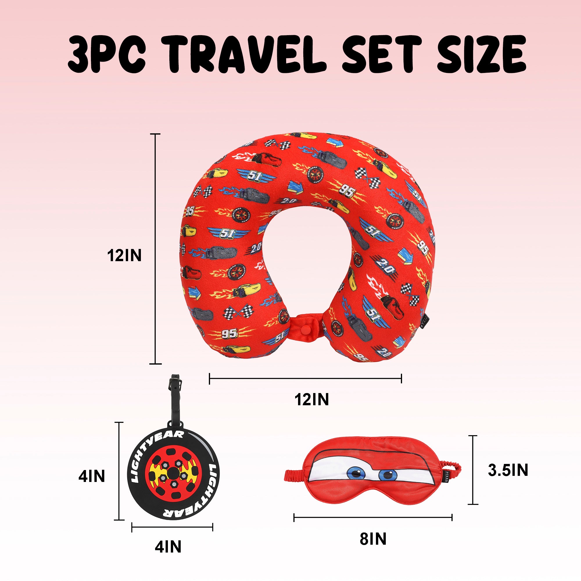 Cars Lightning McQueen Neck Pillow Set with Sleep Mask