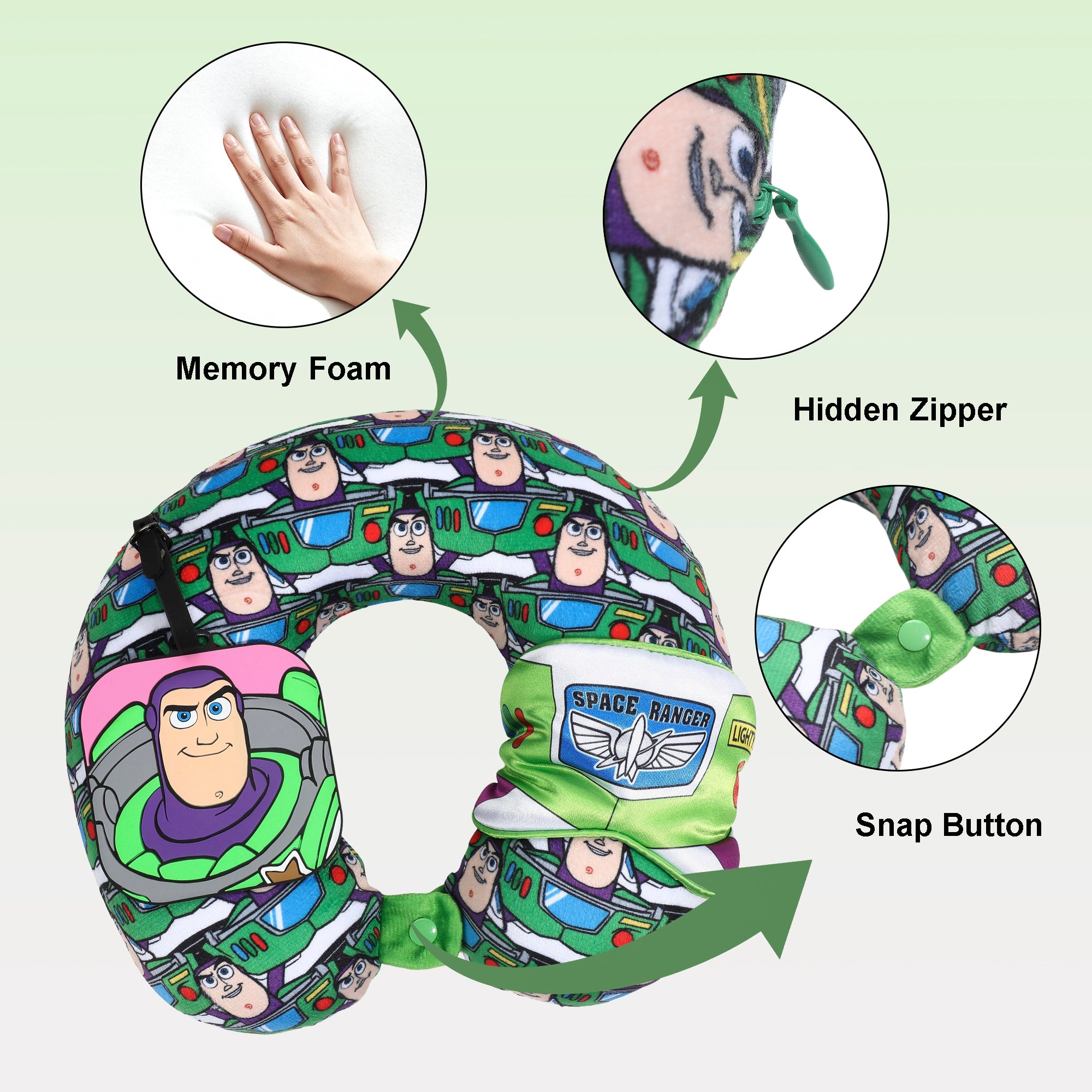 Toy Story Kids Neck Pillow with Eye Mask and Luggage Tag