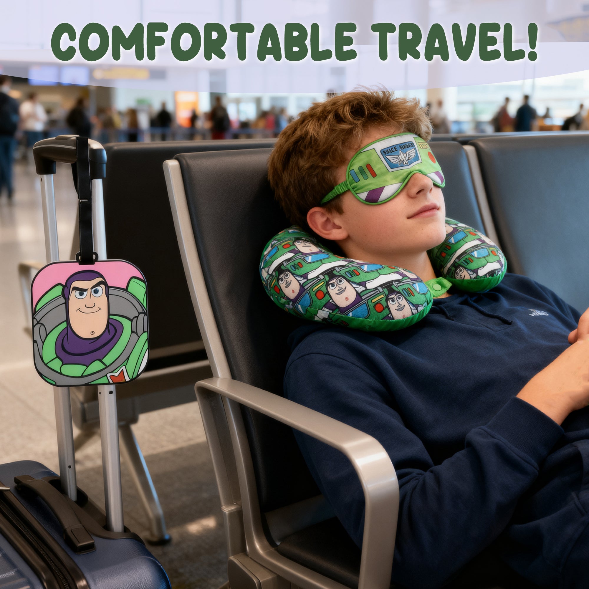 Toy Story Kids Neck Pillow with Eye Mask and Luggage Tag