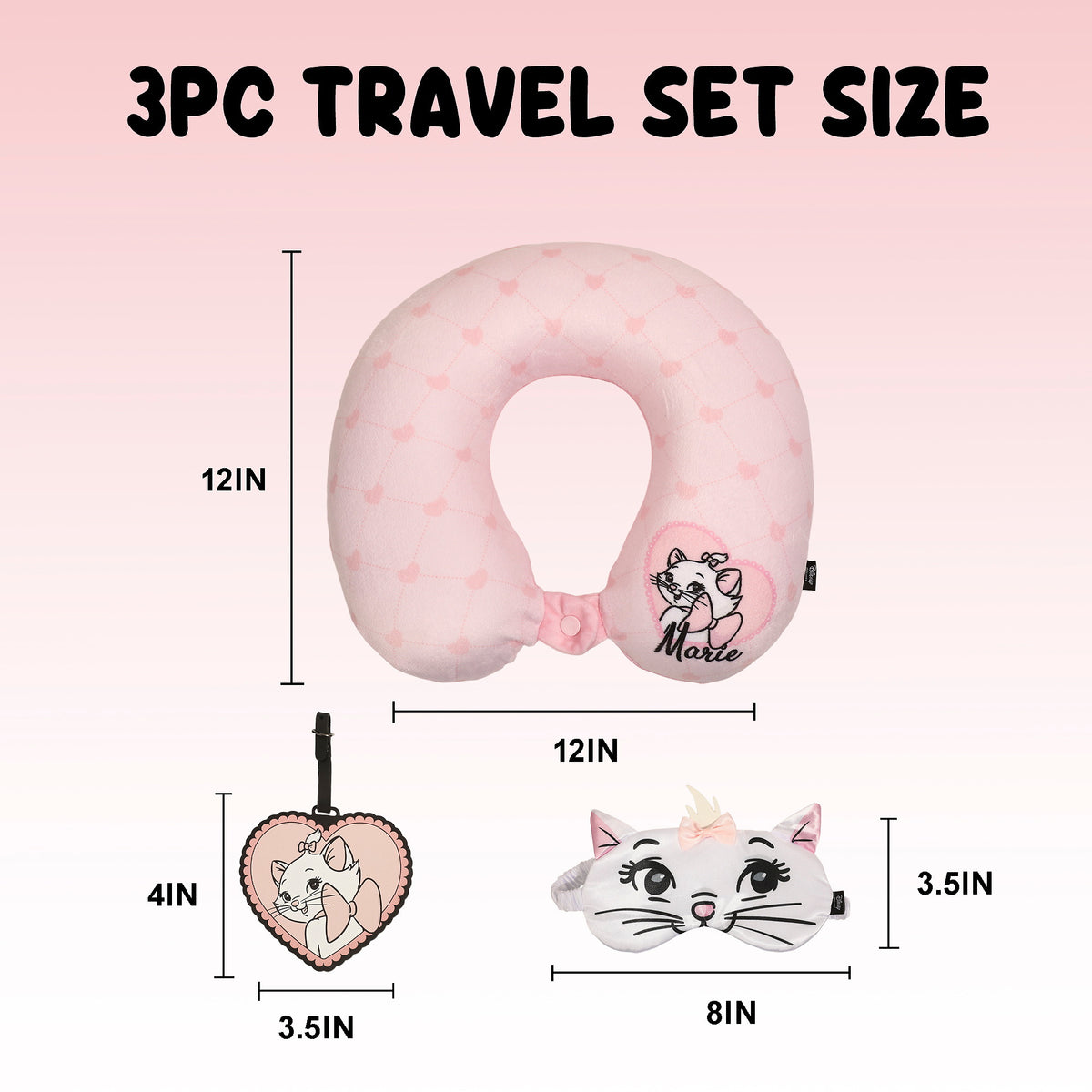 Aristocats Marie Neck Pillow with Eye Mask and Luggage Tag for Kids