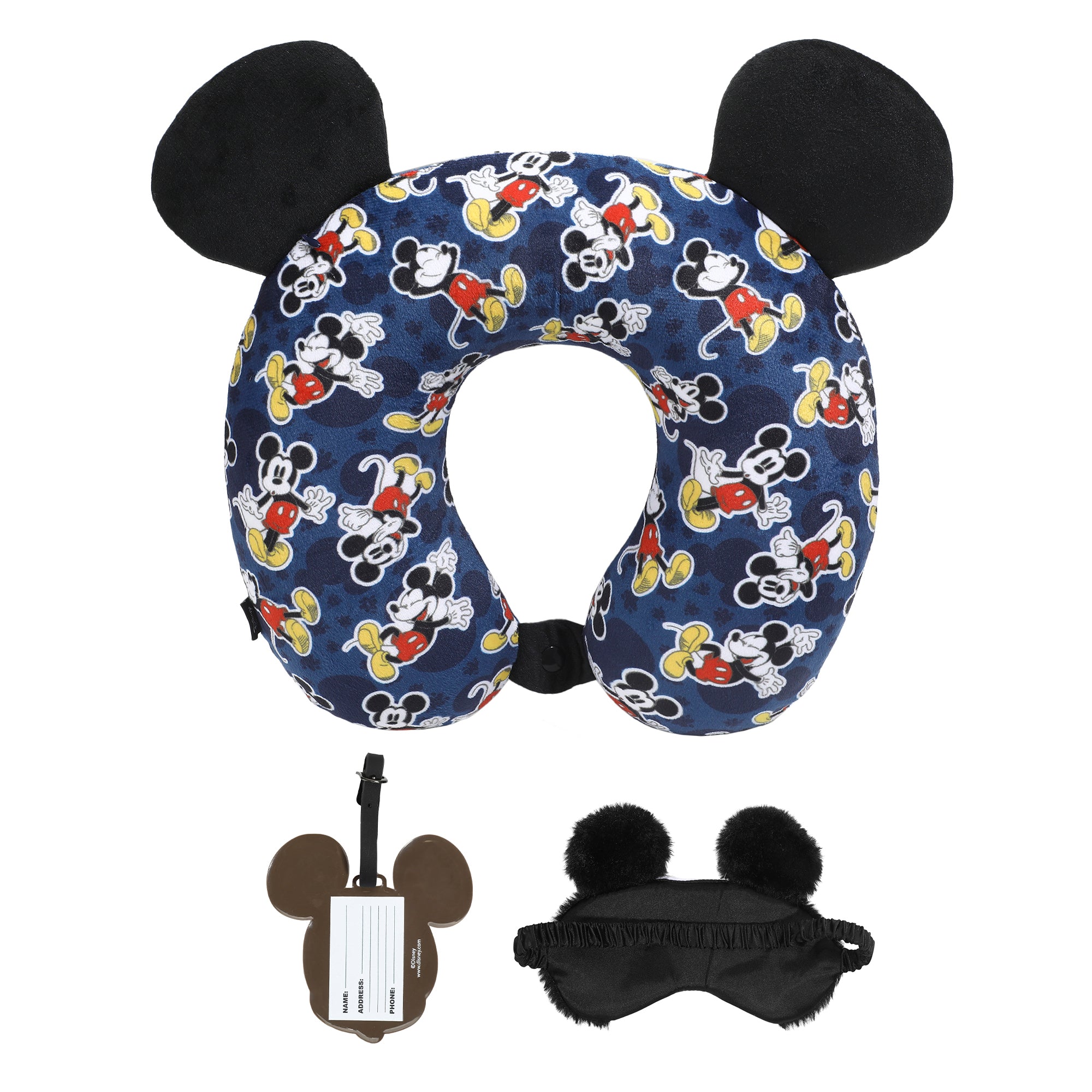 Mickey Mouse Kids Neck Pillow Set with Sleep Mask and Luggage Tag