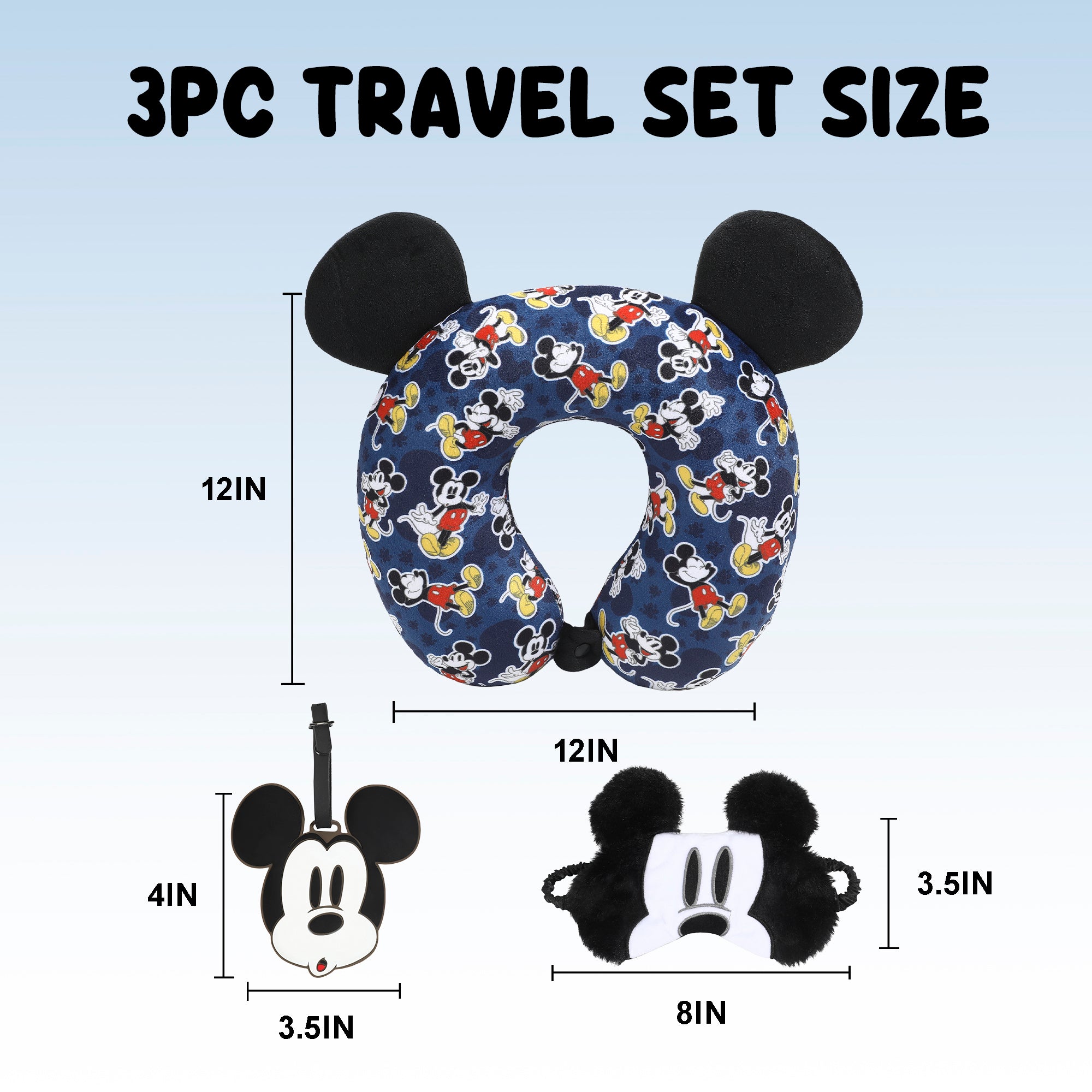 Mickey Mouse Kids Neck Pillow Set with Sleep Mask and Luggage Tag