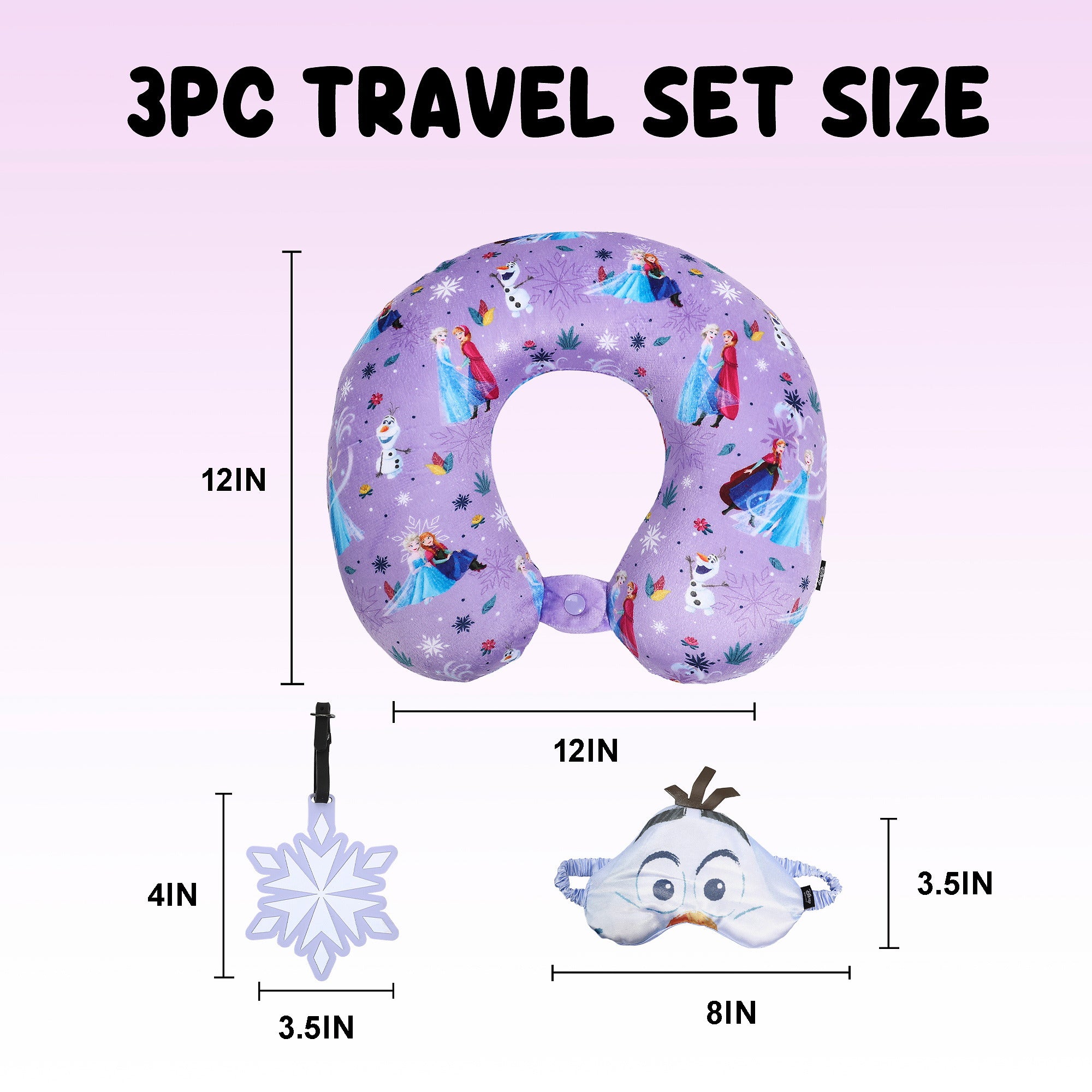 Frozen Figural Neck Pillow 3pc Set for Kids Travel