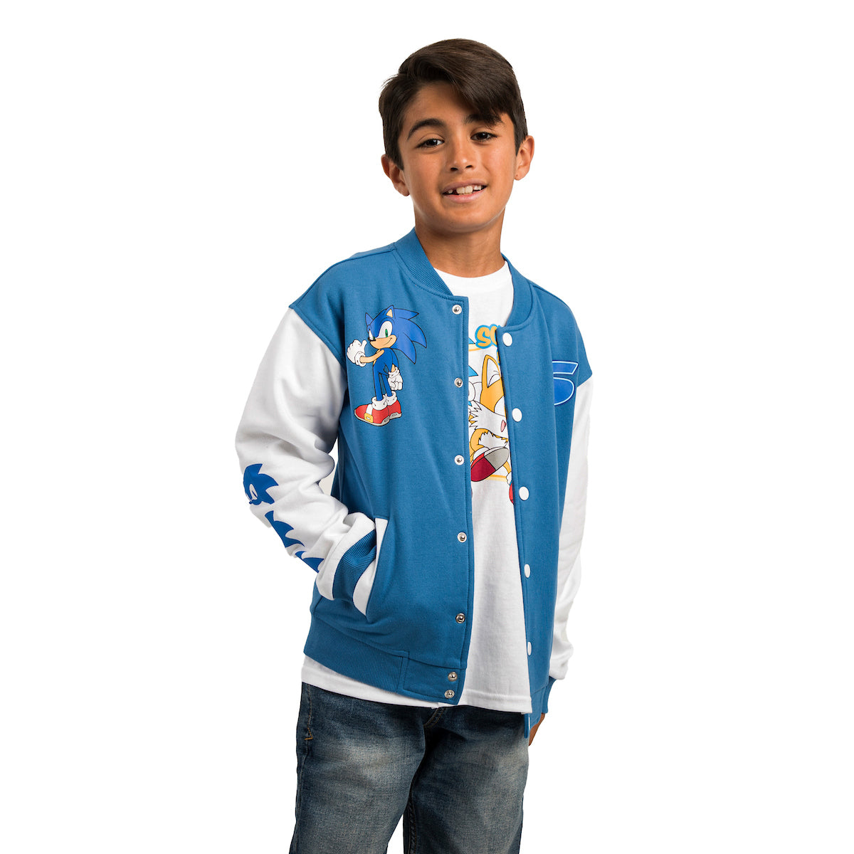 Sonic the Hedgehog Blue and Youth White Bomber Jacket