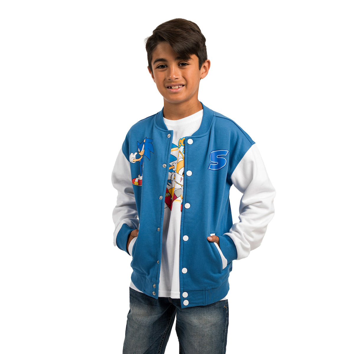 Sonic the Hedgehog Blue and Youth White Bomber Jacket