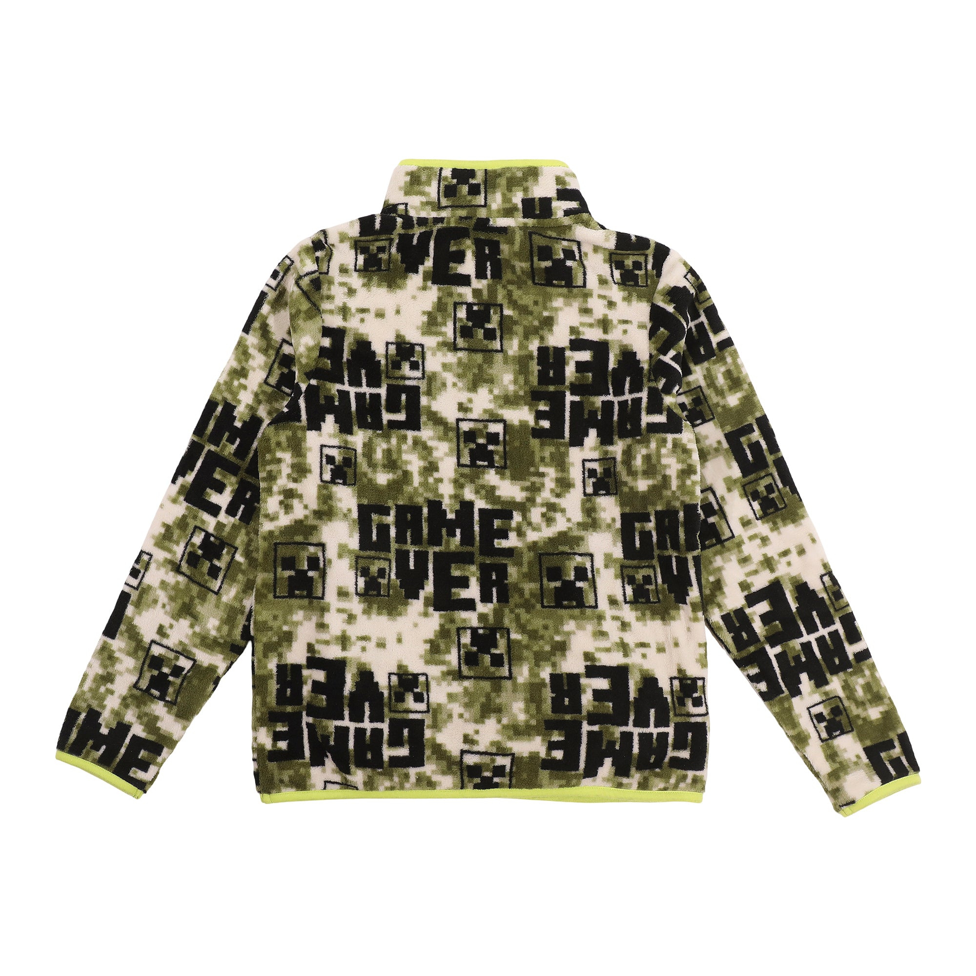 Minecraft Game Over Boy’s White & Green Quarter Zip Jacket