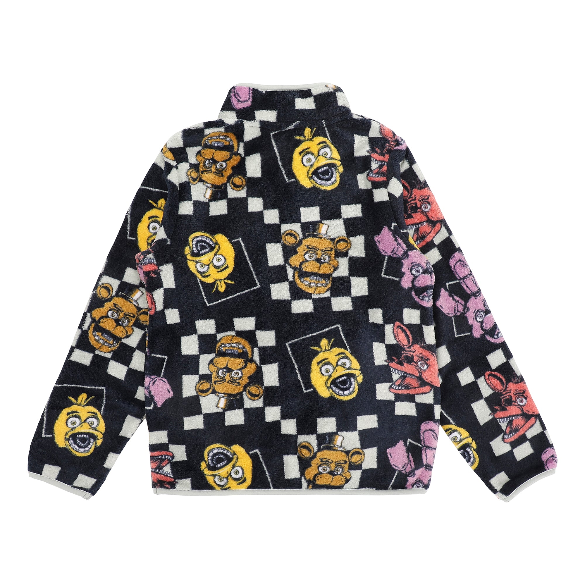 Five Nights At Freddy’s Character Faces Boy’s Checkered Quarter Zip Jacket