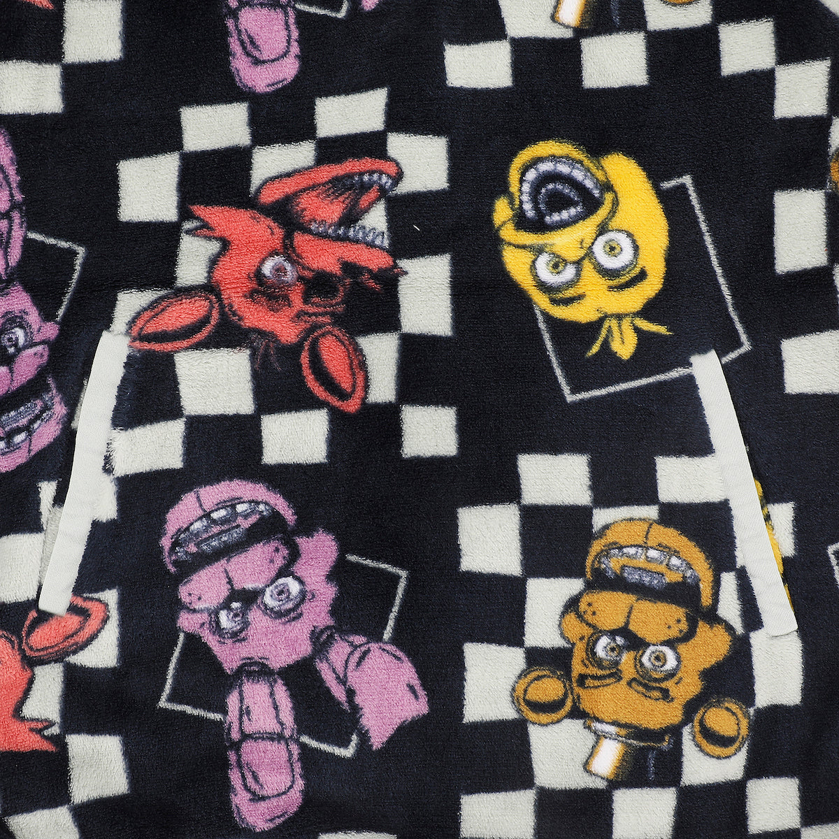 Five Nights At Freddy's Character Faces Boy's Checkered Quarter Zip Jacket