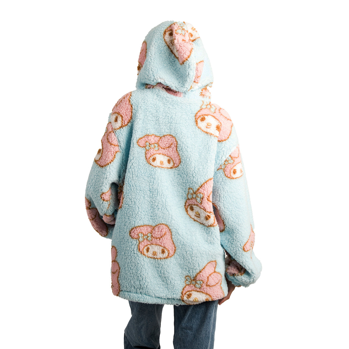 My Melody Oversized Faux Shearling Zip-Front Hoodie
