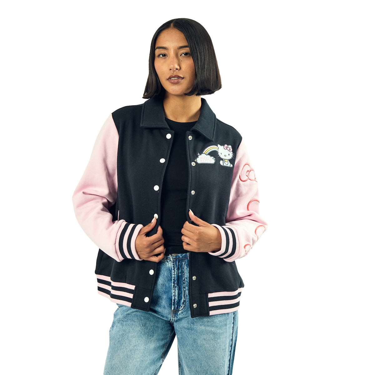 Hello Kitty Rainbow Scene Women's Long Sleeve Varsity Jacket