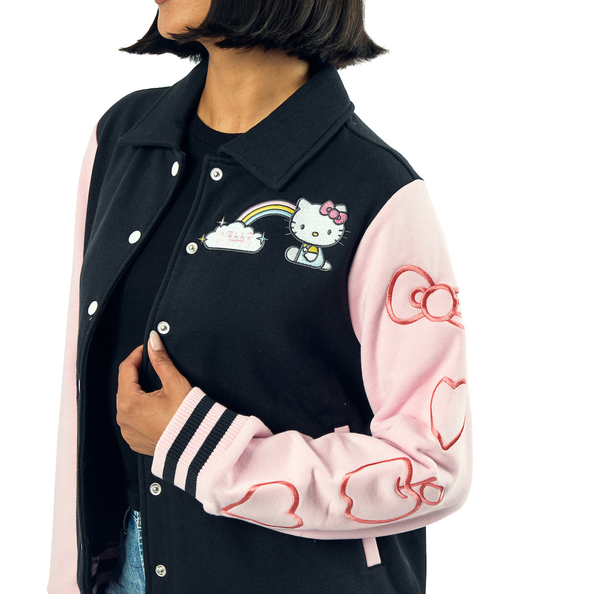 Hello Kitty Rainbow Scene Women's Long Sleeve Varsity Jacket