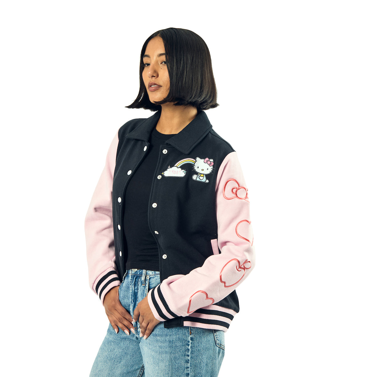 Hello Kitty Rainbow Scene Women's Long Sleeve Varsity Jacket