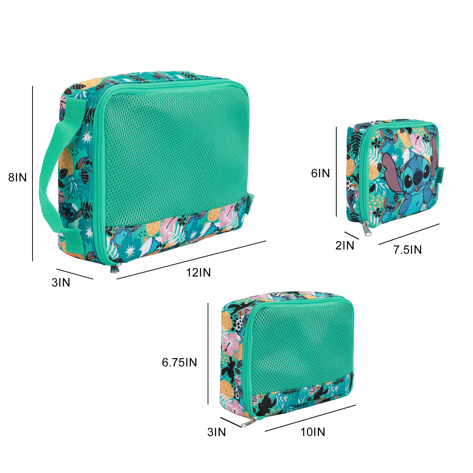 Lilo & Stitch Floral Print Stitch 4-Piece Packing Cube & Laundry Bag Set