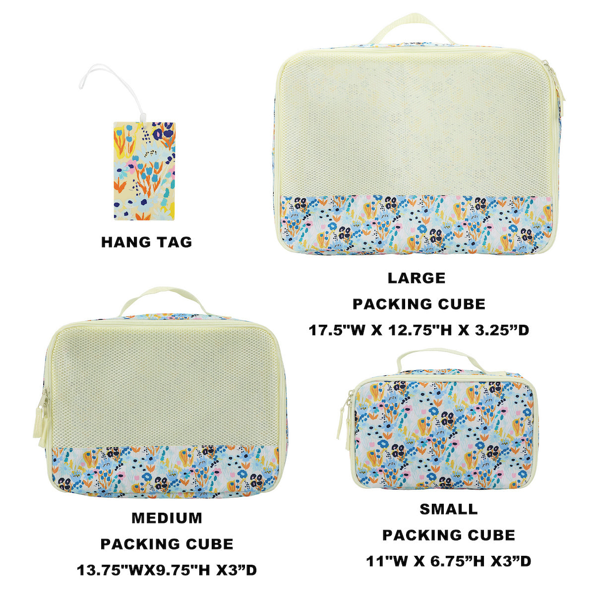 Floral Print 4-Piece Packing Cube & Luggage Tag Set