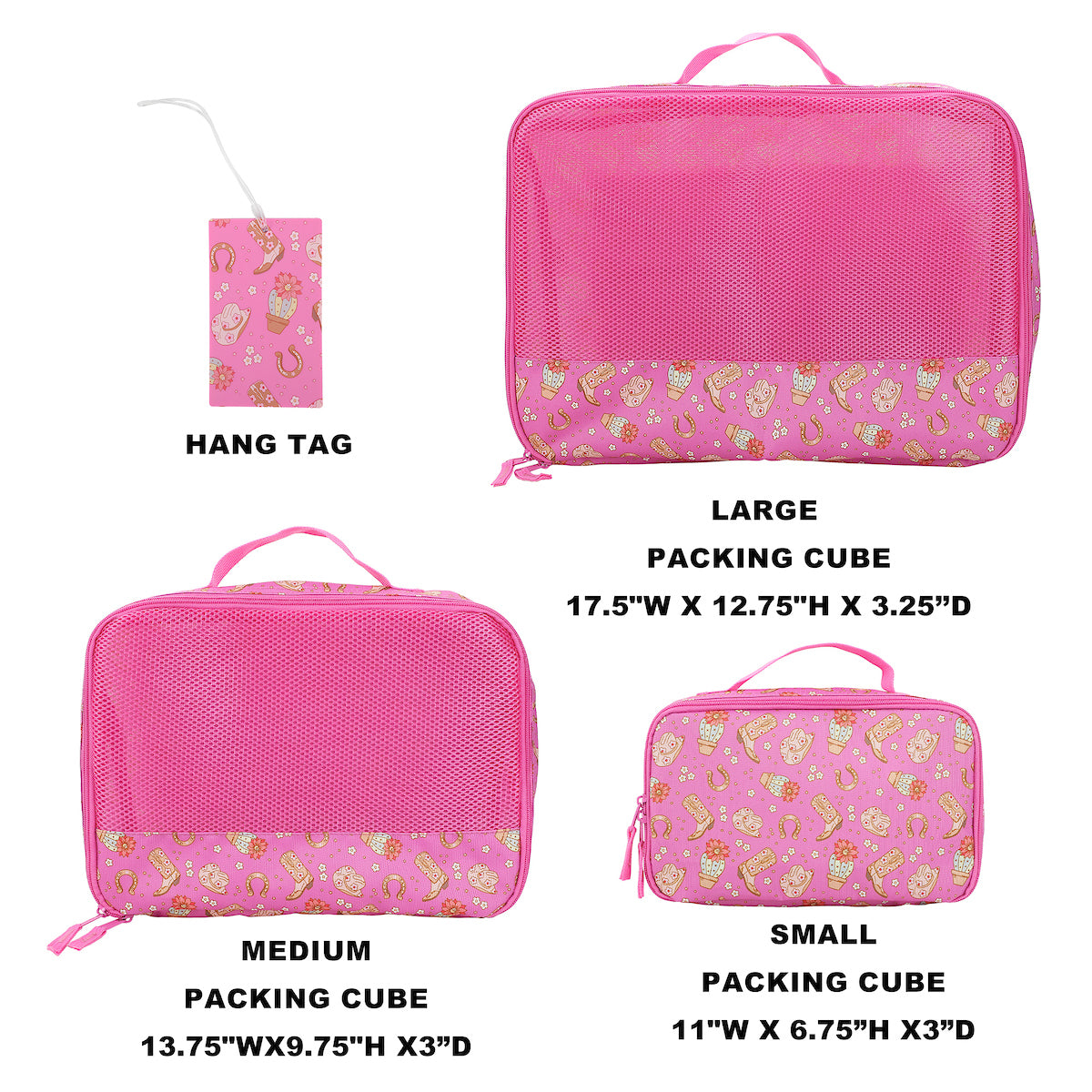 Western Print 4-Piece Packing Cube & Luggage Tag Set