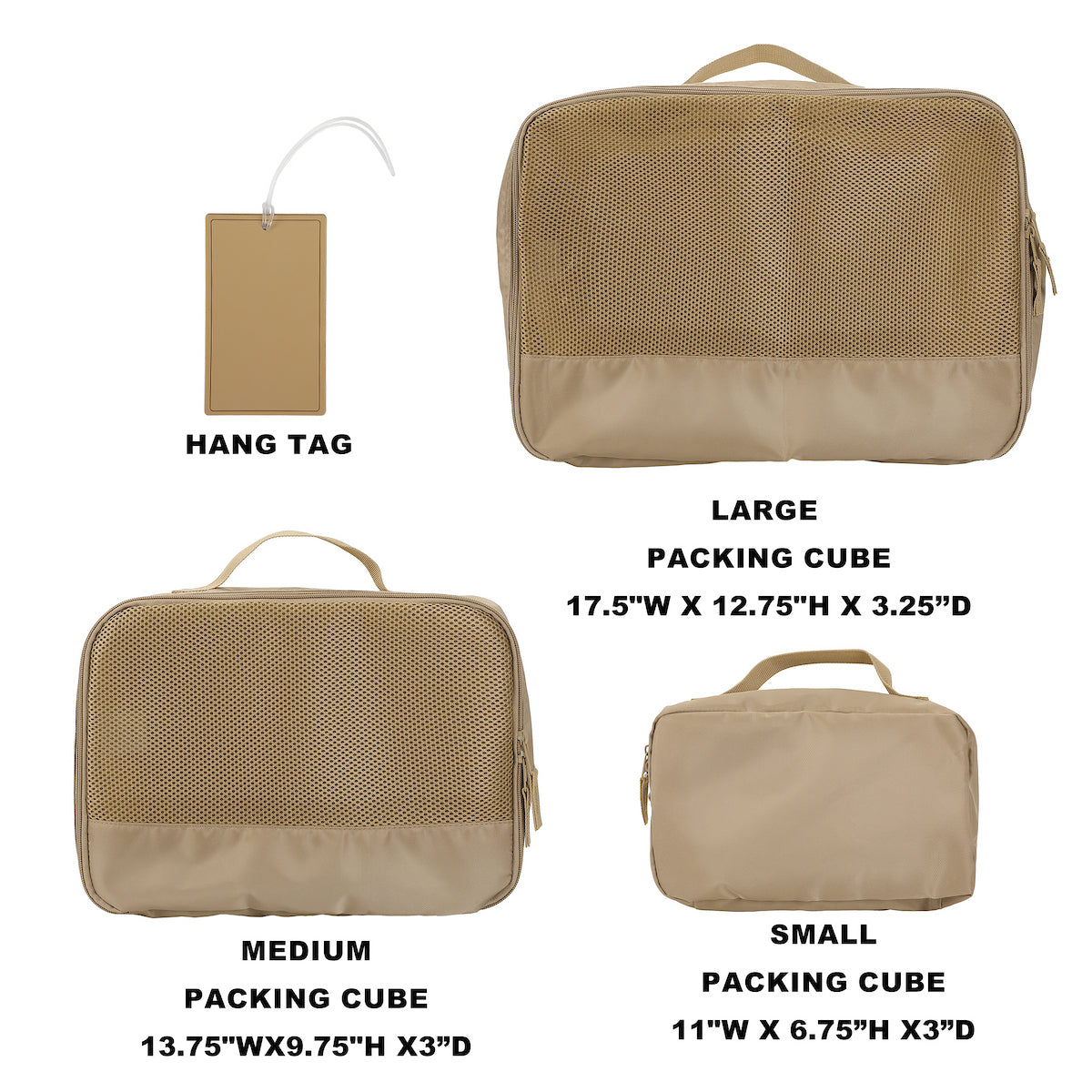 Beige 4-Piece Packing Cube & Luggage Tag Set