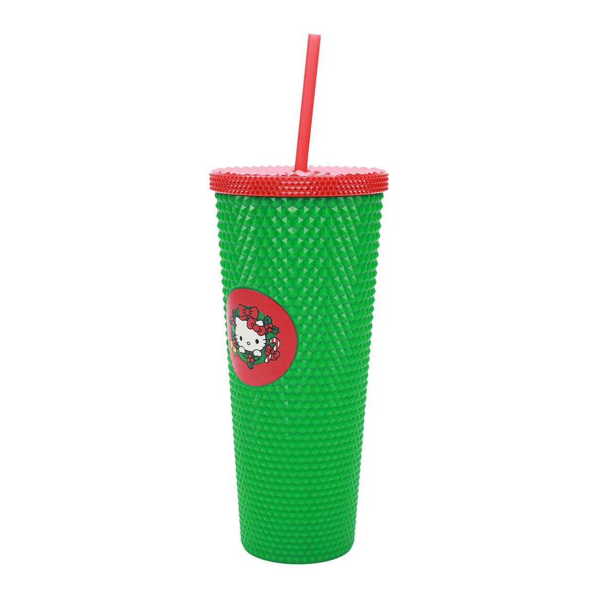 Hello Kitty Holiday Wreath 24 Oz Spiked Green Acrylic Tumbler