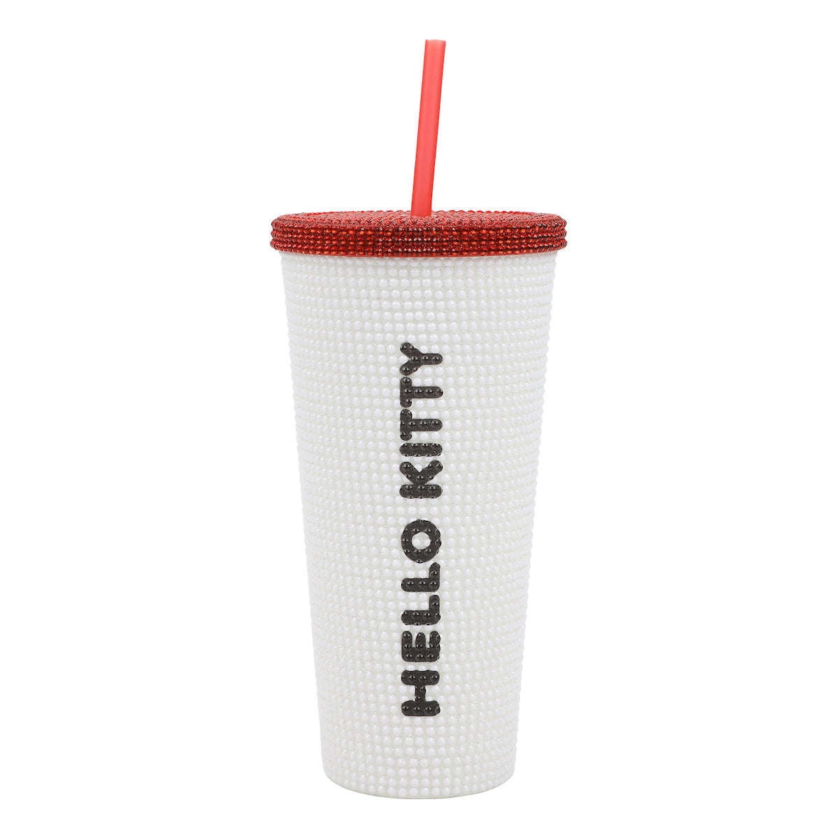 Hello Kitty Big Face 20 Oz White Rhinestone-Studded Plastic Tumbler Cup