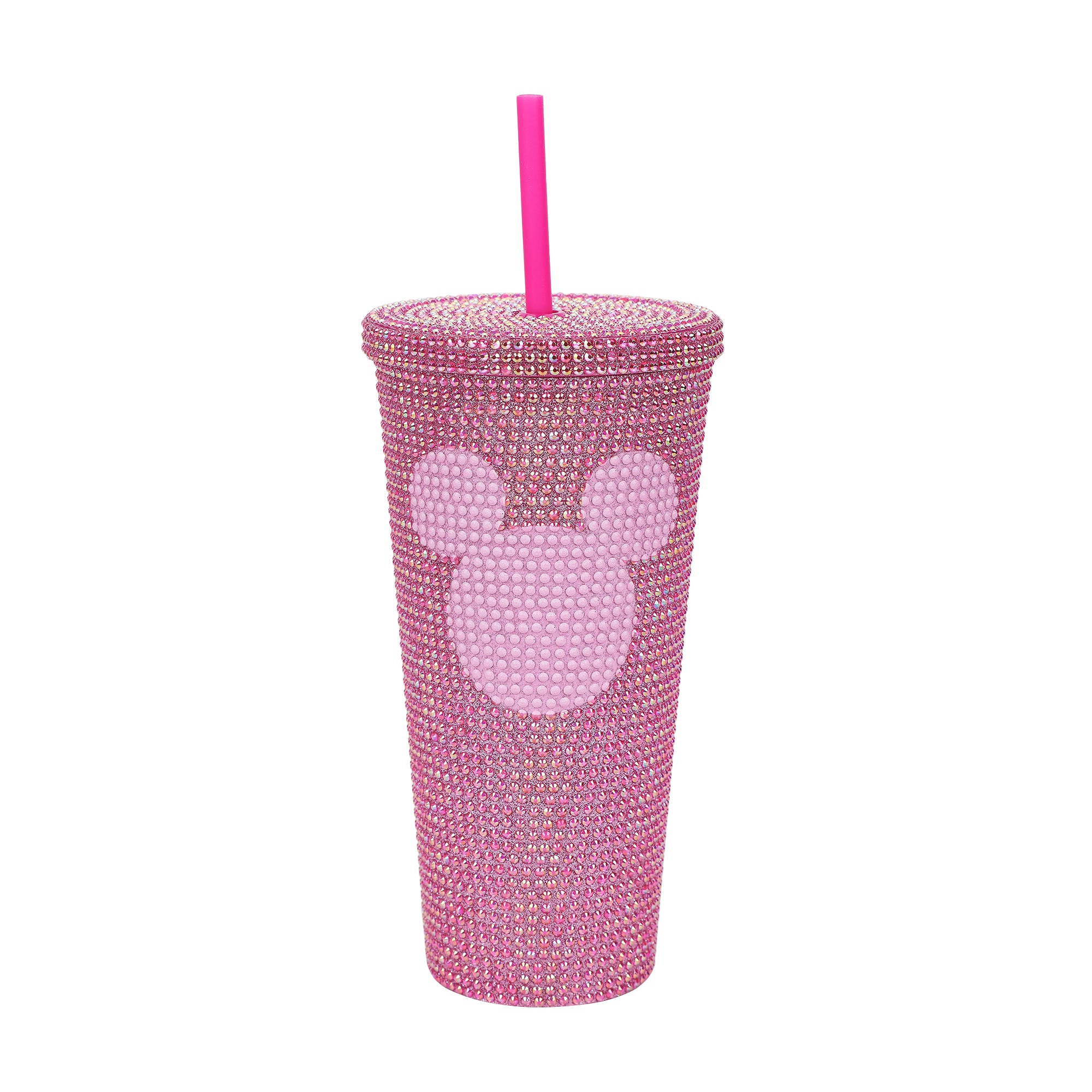 Disney Mickey Mouse Ears 20 Oz Pink Rhinestone-Studded Plastic Cup