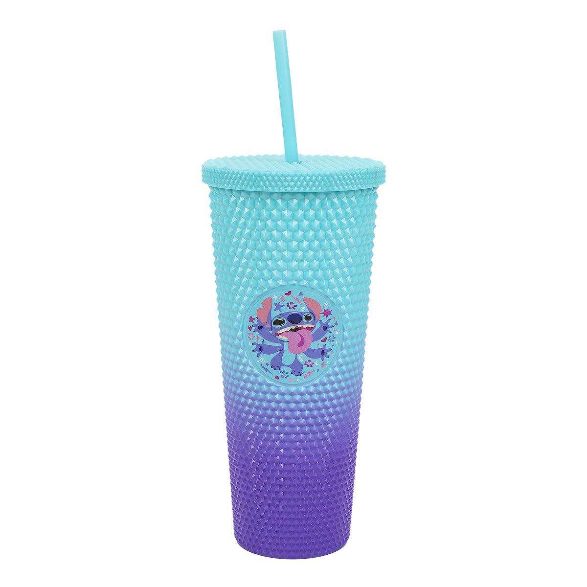 Disney Stitch Hearts & Flowers Blue Ombre 24 Oz Spiked Acrylic Tumbler