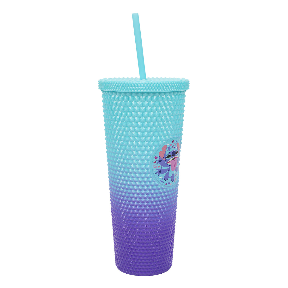 Disney Stitch Hearts & Flowers Blue Ombre 24 Oz Spiked Acrylic Tumbler