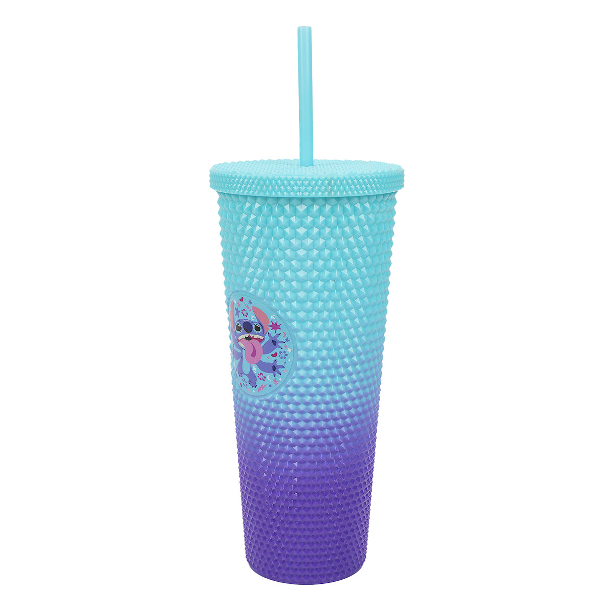 Disney Stitch Hearts & Flowers Blue Ombre 24 Oz Spiked Acrylic Tumbler