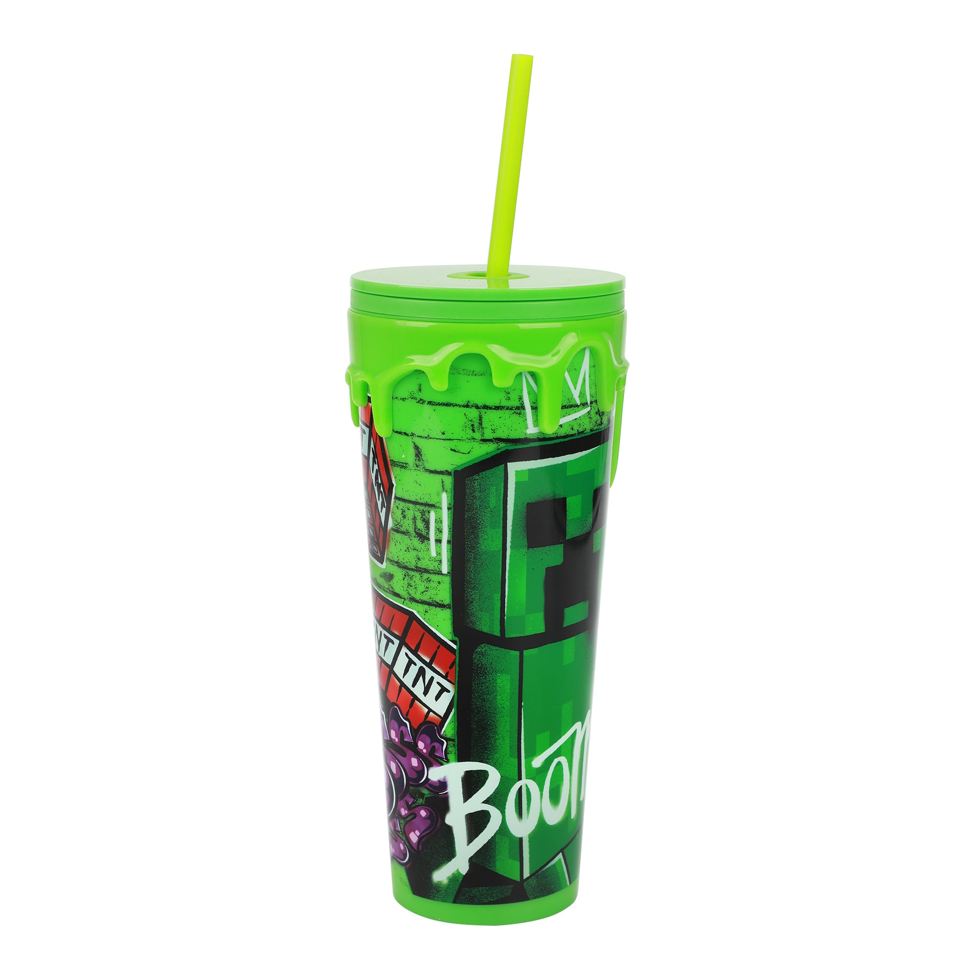 Minecraft Graffiti Creeper & TNT 24 Oz Green Plastic Cup