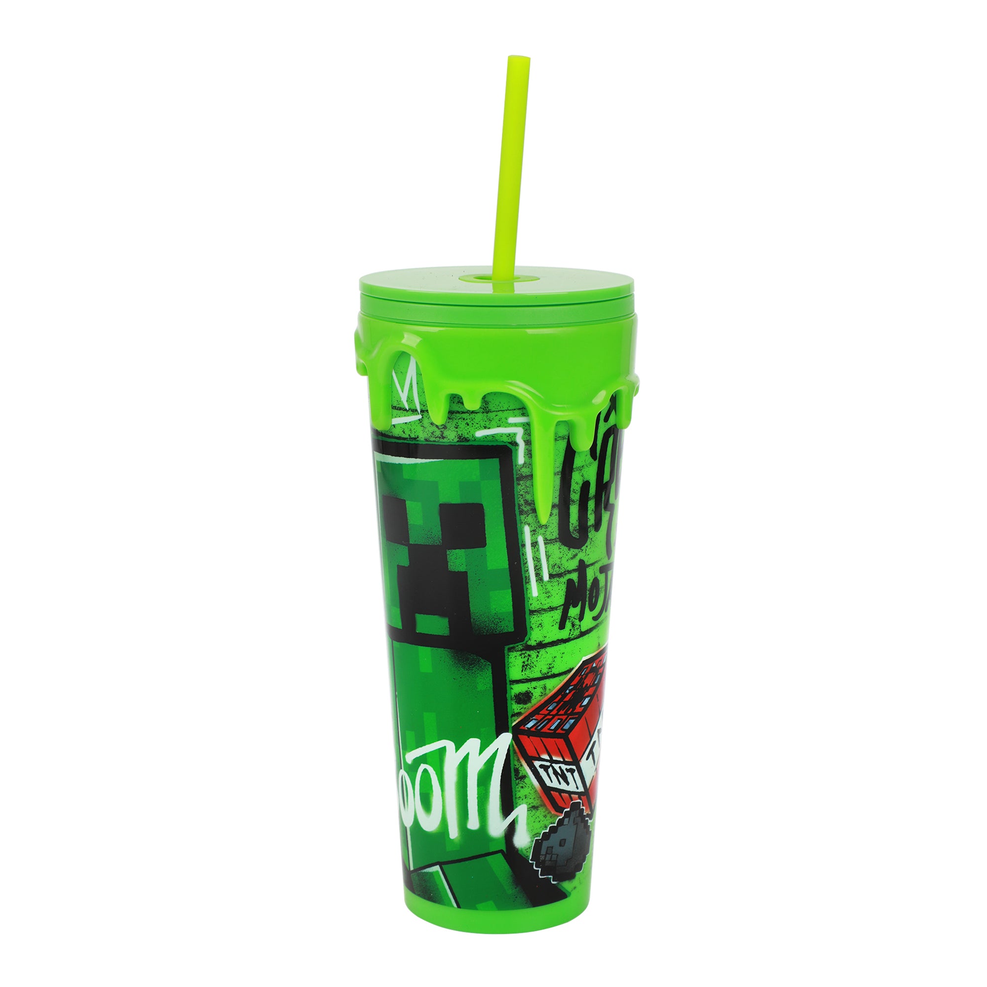 Minecraft Graffiti Creeper & TNT 24 Oz Green Plastic Cup
