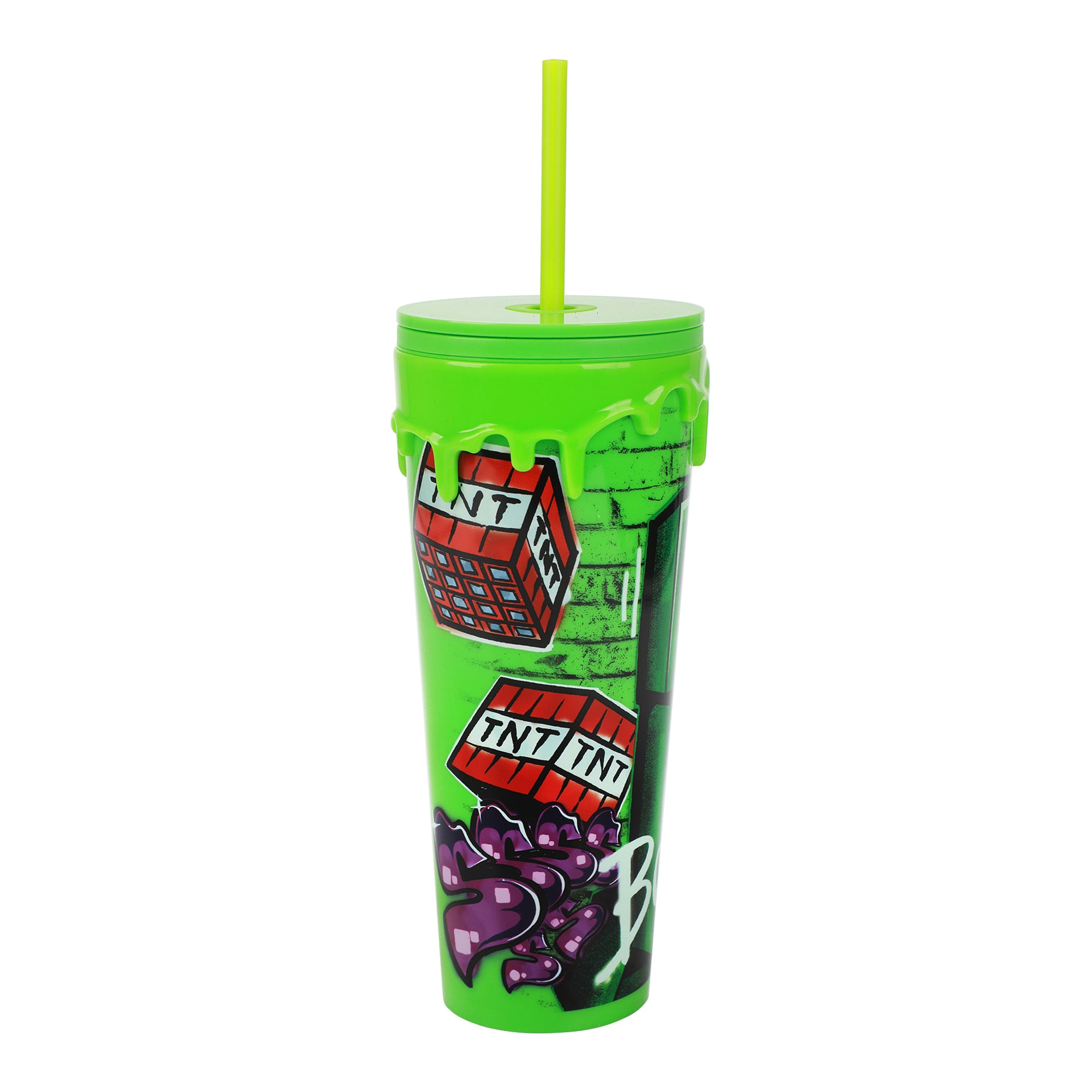 Minecraft Graffiti Creeper & TNT 24 Oz Green Plastic Cup