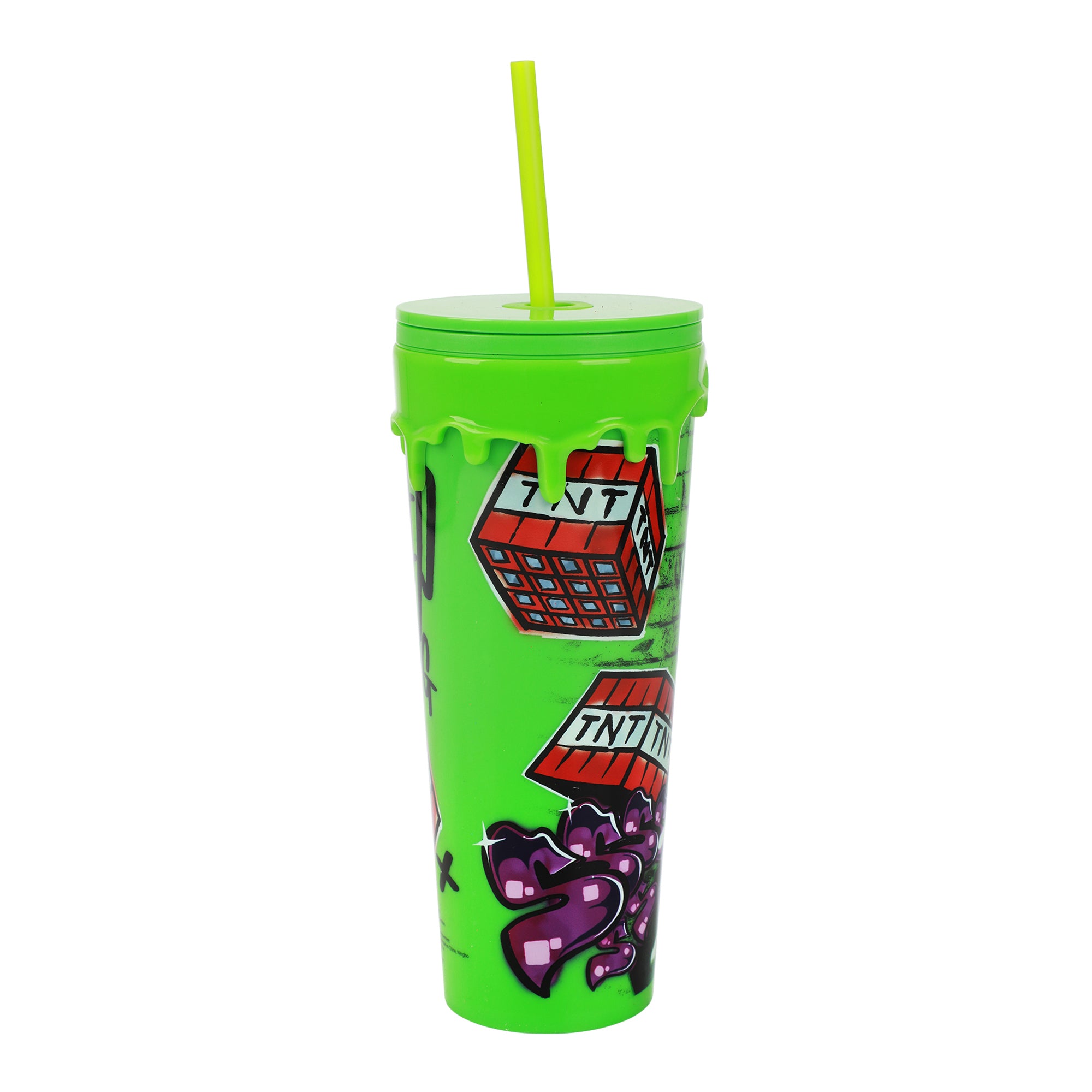 Minecraft Graffiti Creeper & TNT 24 Oz Green Plastic Cup