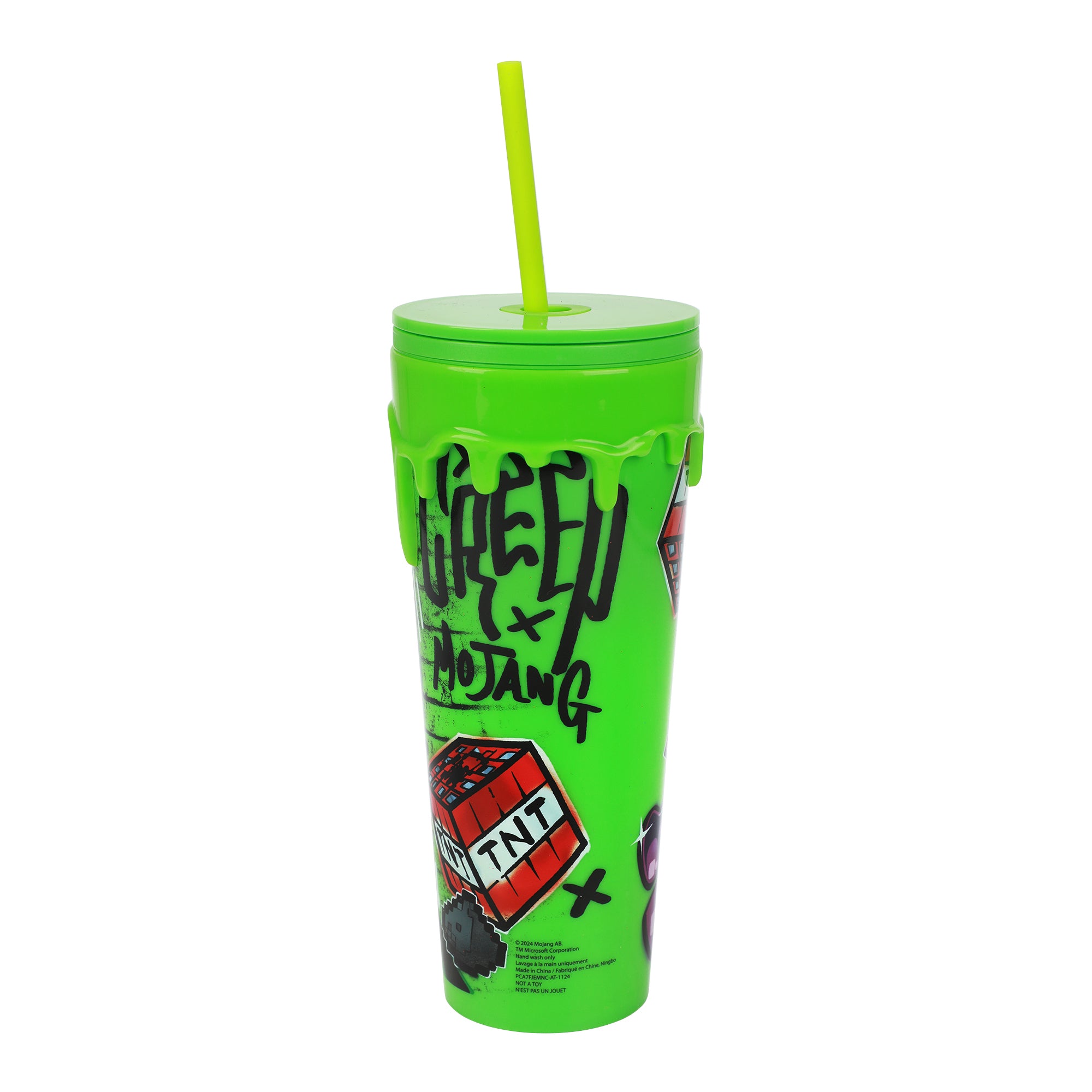 Minecraft Graffiti Creeper & TNT 24 Oz Green Plastic Cup