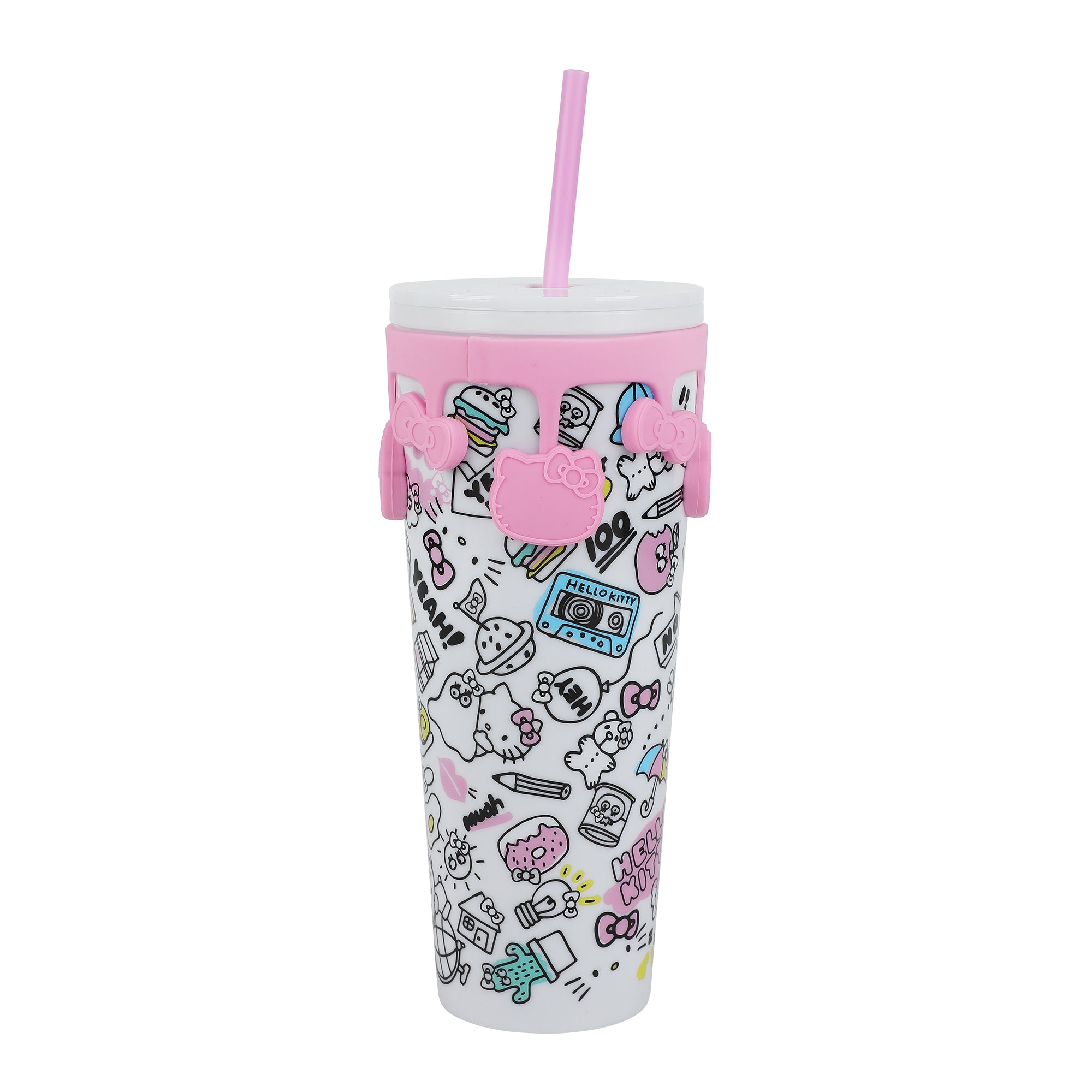 Hello Kitty Hobbies All-Over Print White 26 Oz Spill-Resistant Tumbler