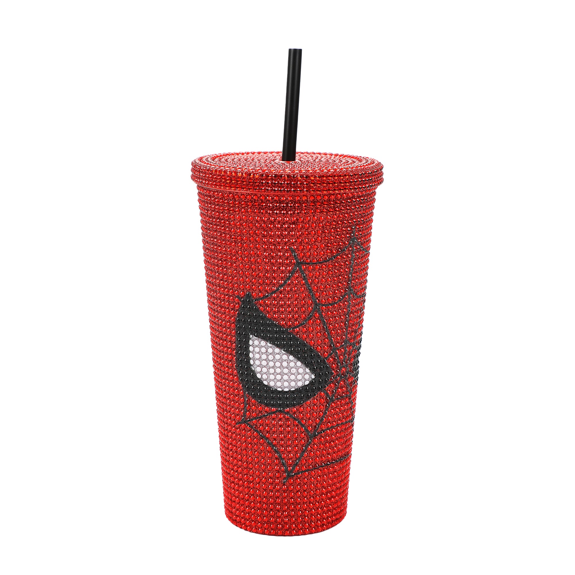 Spider-Man Mask & Logo Red 24 Oz Rhinestone-Studded Plastic Cup