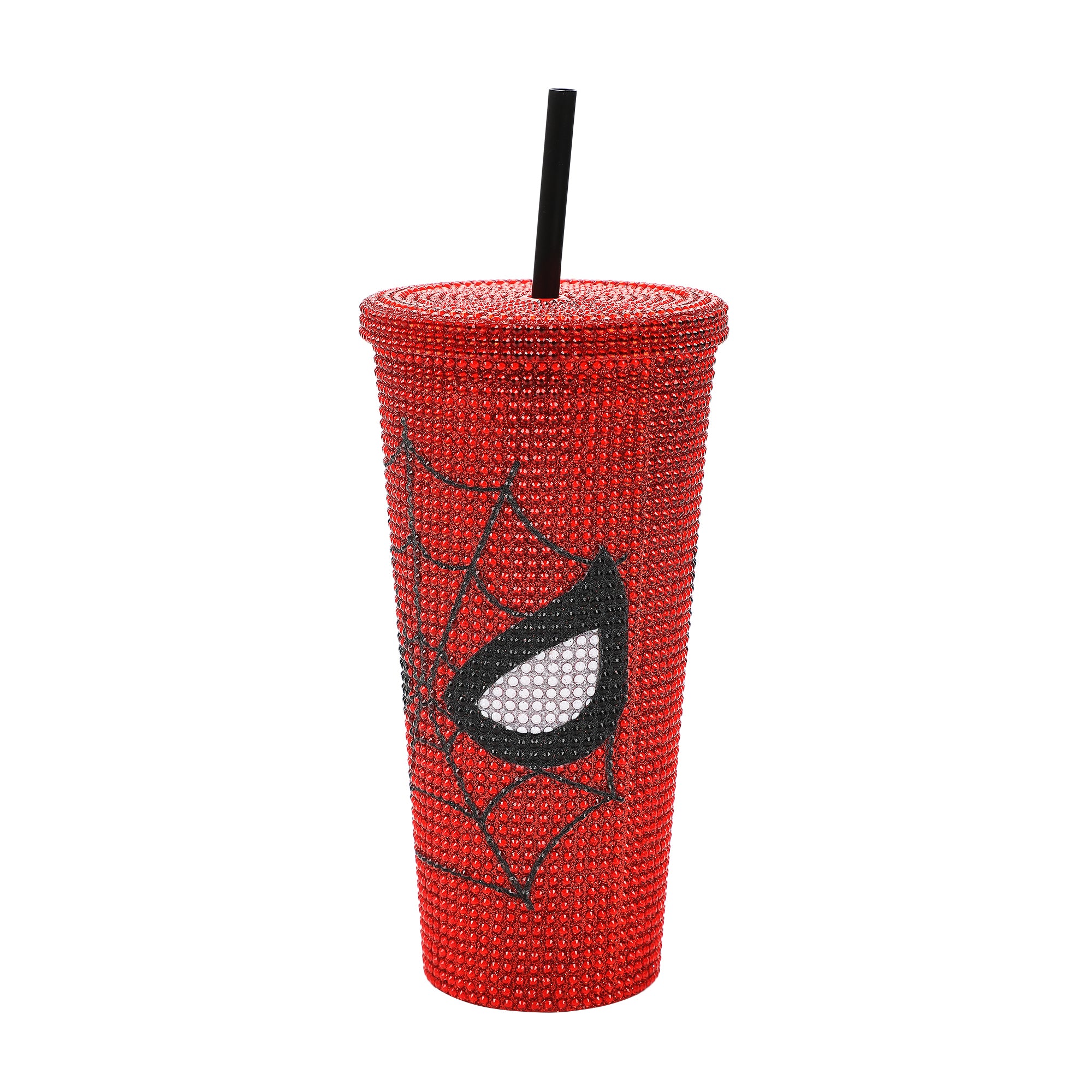 Spider-Man Mask & Logo Red 24 Oz Rhinestone-Studded Plastic Cup