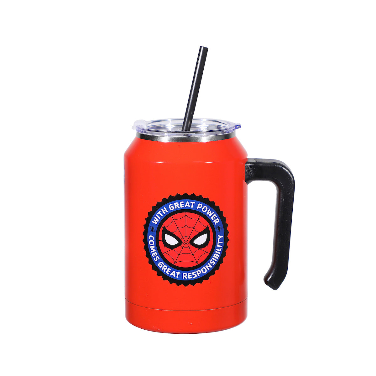 Marvel Spider-Man Great Power Great Responsibility Red 30 Oz Double Wall Stainless Steel Tumbler With Handle