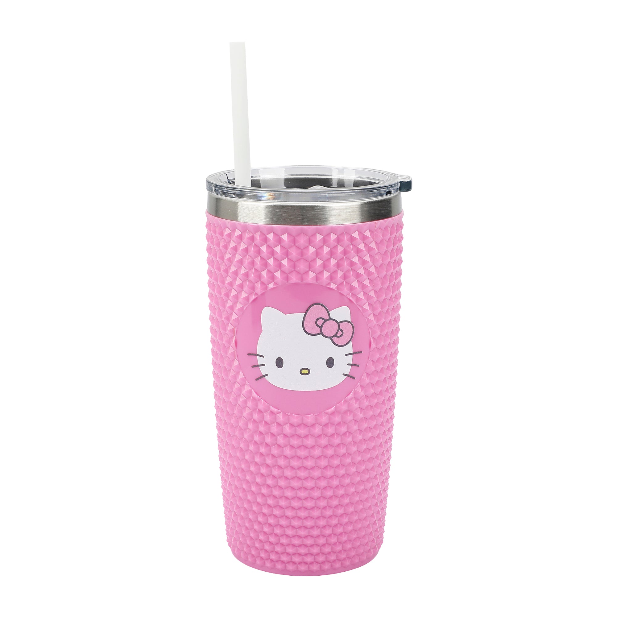 Hello Kitty Character Face Pink 20 Oz Stainless Steel Spiked Tumbler